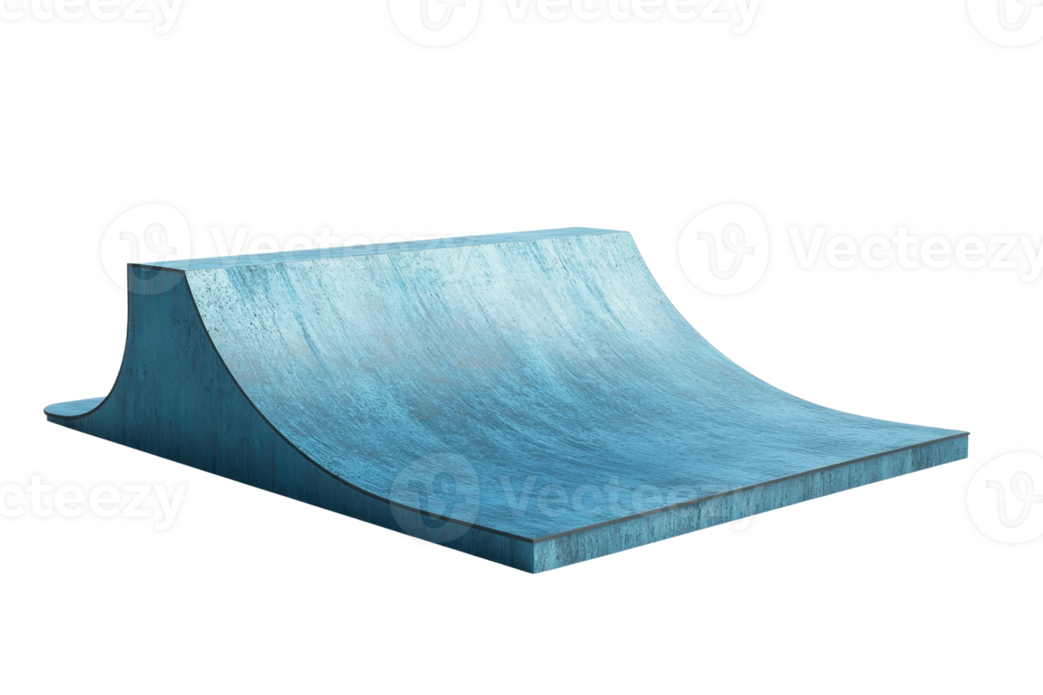 Blue skateboard ramp isolated on transparent background. Perfect for skateboarding sports or urban city scenes. png