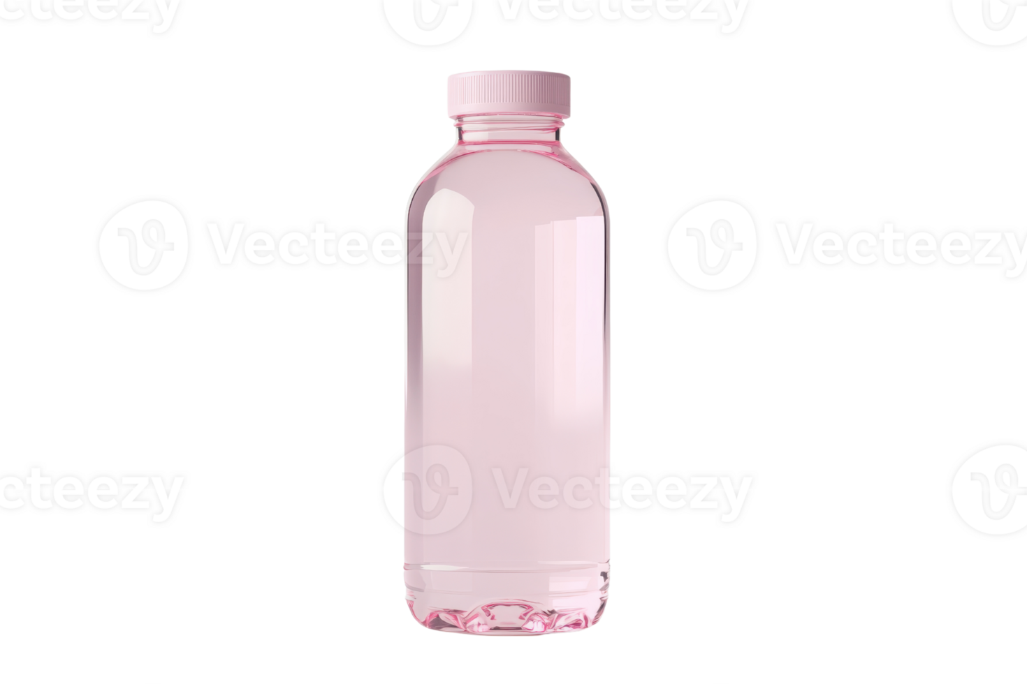 Transparent empty clear pink plastic bottle detailed isolated on transparent background. perfect for packaging mockups and product design. png