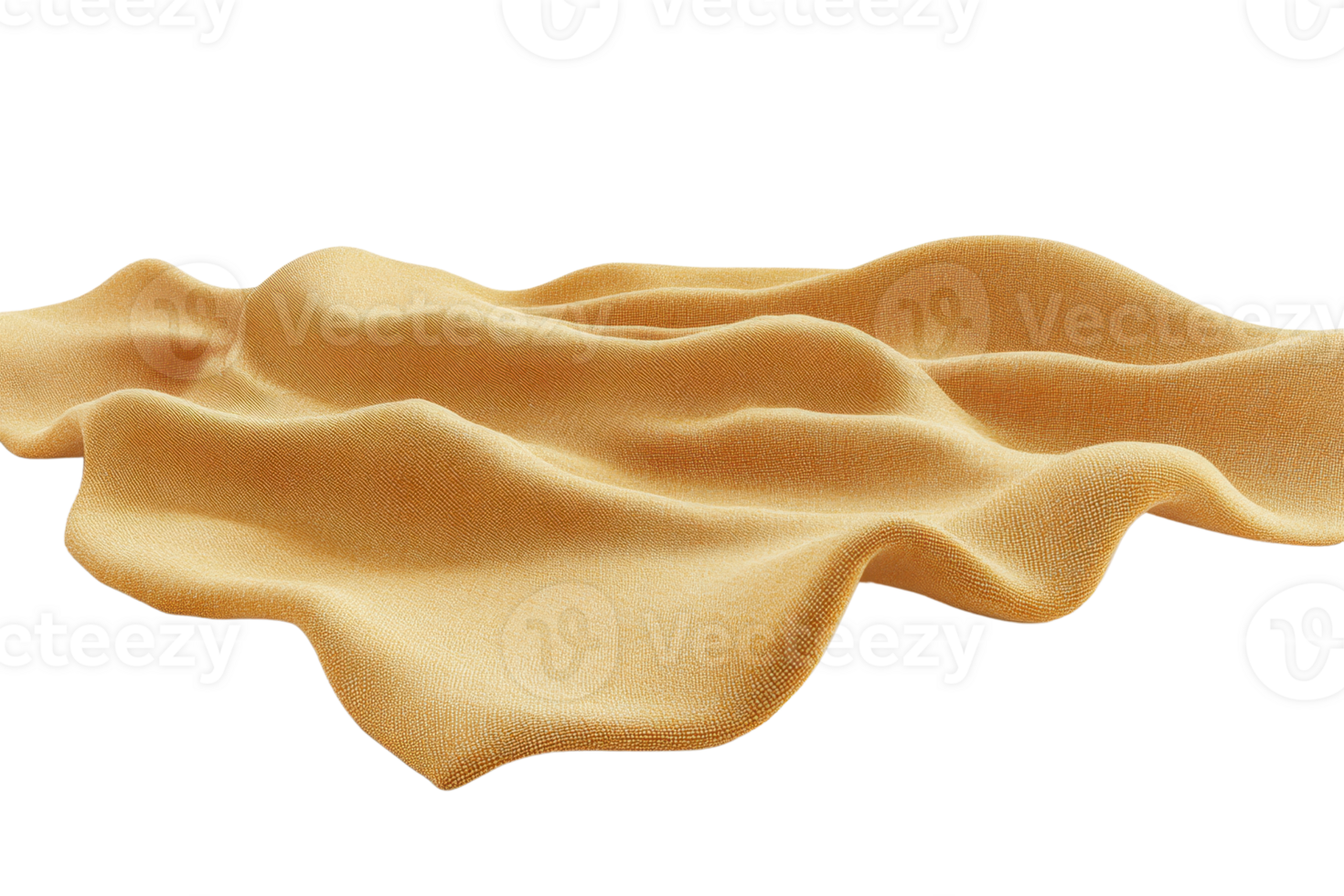 Close-up of flowing, golden fabric with smooth texture, creating gentle waves in soft lighting. Perfect for backgrounds and textile themes. png