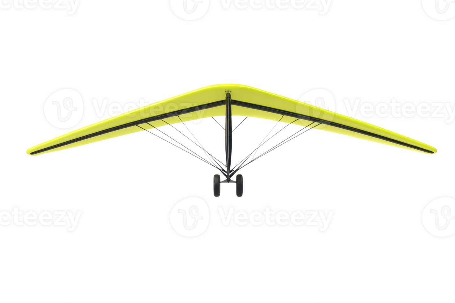 A bright, yellow hang glider isolated on a transparent background. showing the structure and minimalistic design of the gliding equipment. png