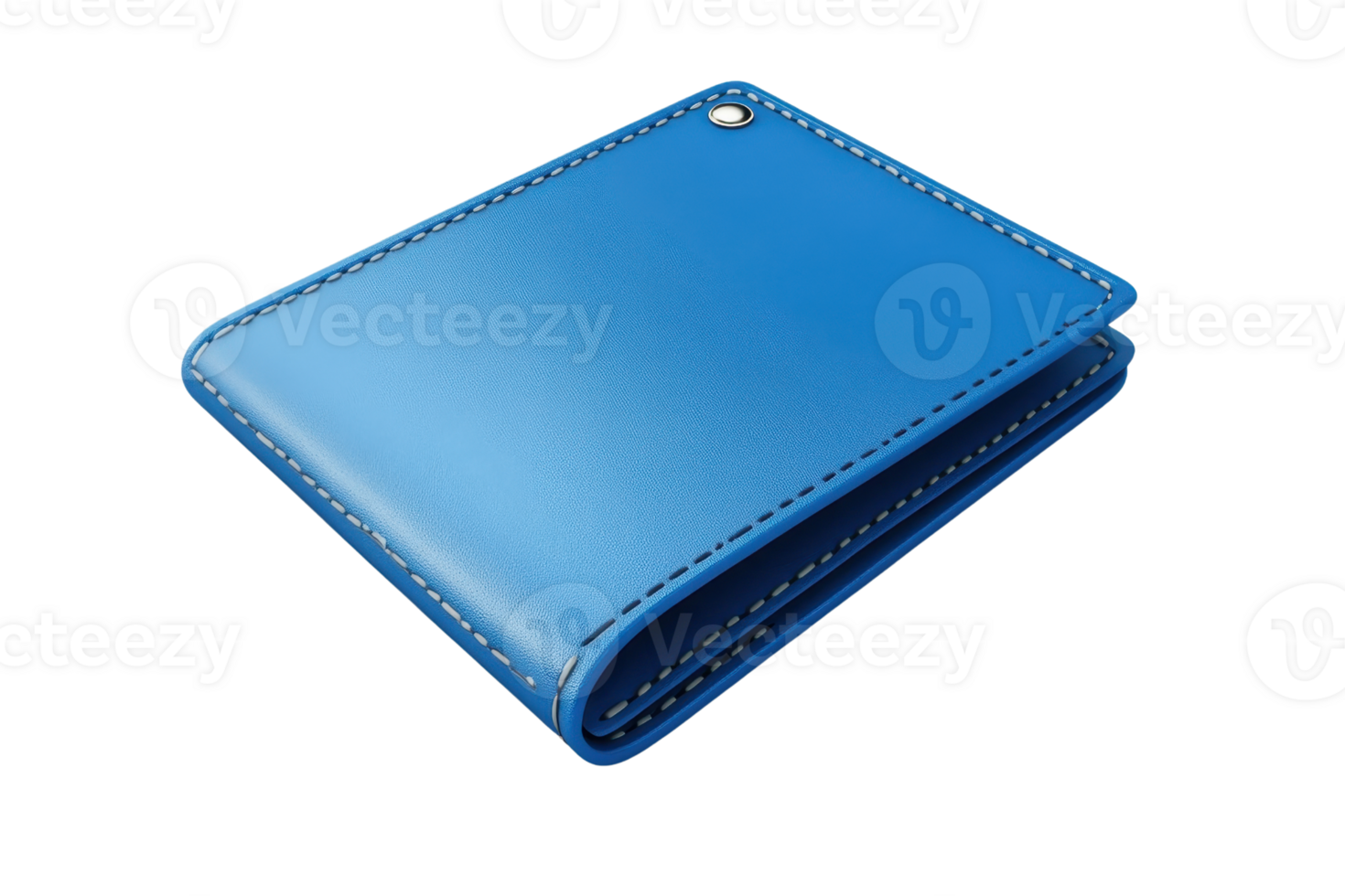 Stylish blue leather wallet isolated on transparent background. Compact and sleek accessory for storing cash, cards, and essentials in a fashionable way. png