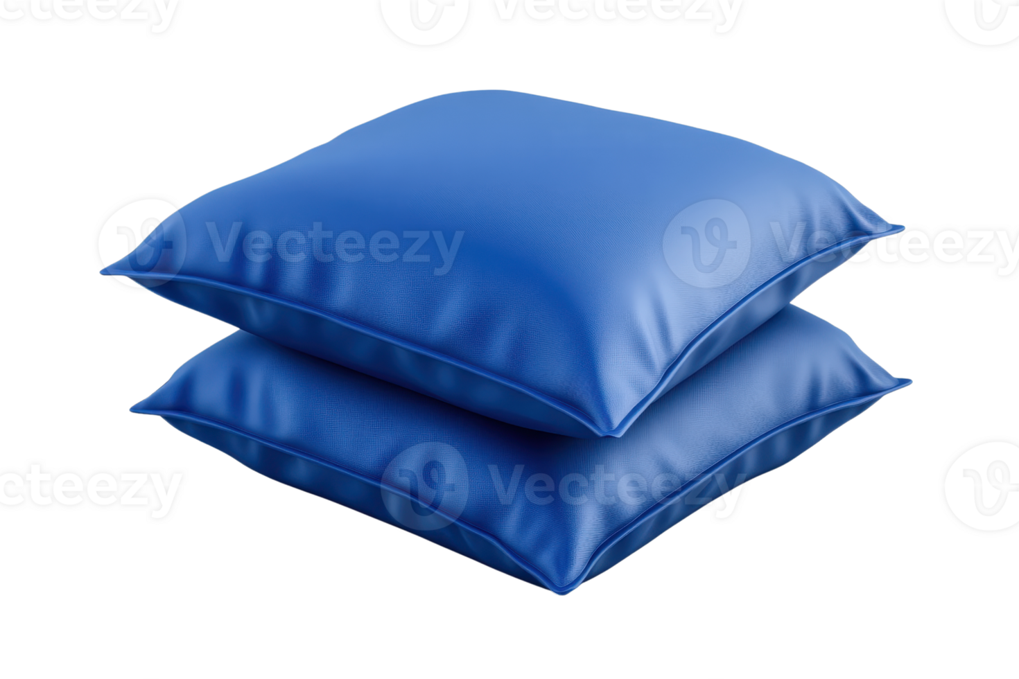 Two blue pillows stacked neatly, showcasing a soft and comfortable texture, ideal for home decor or bedding-related themes. png
