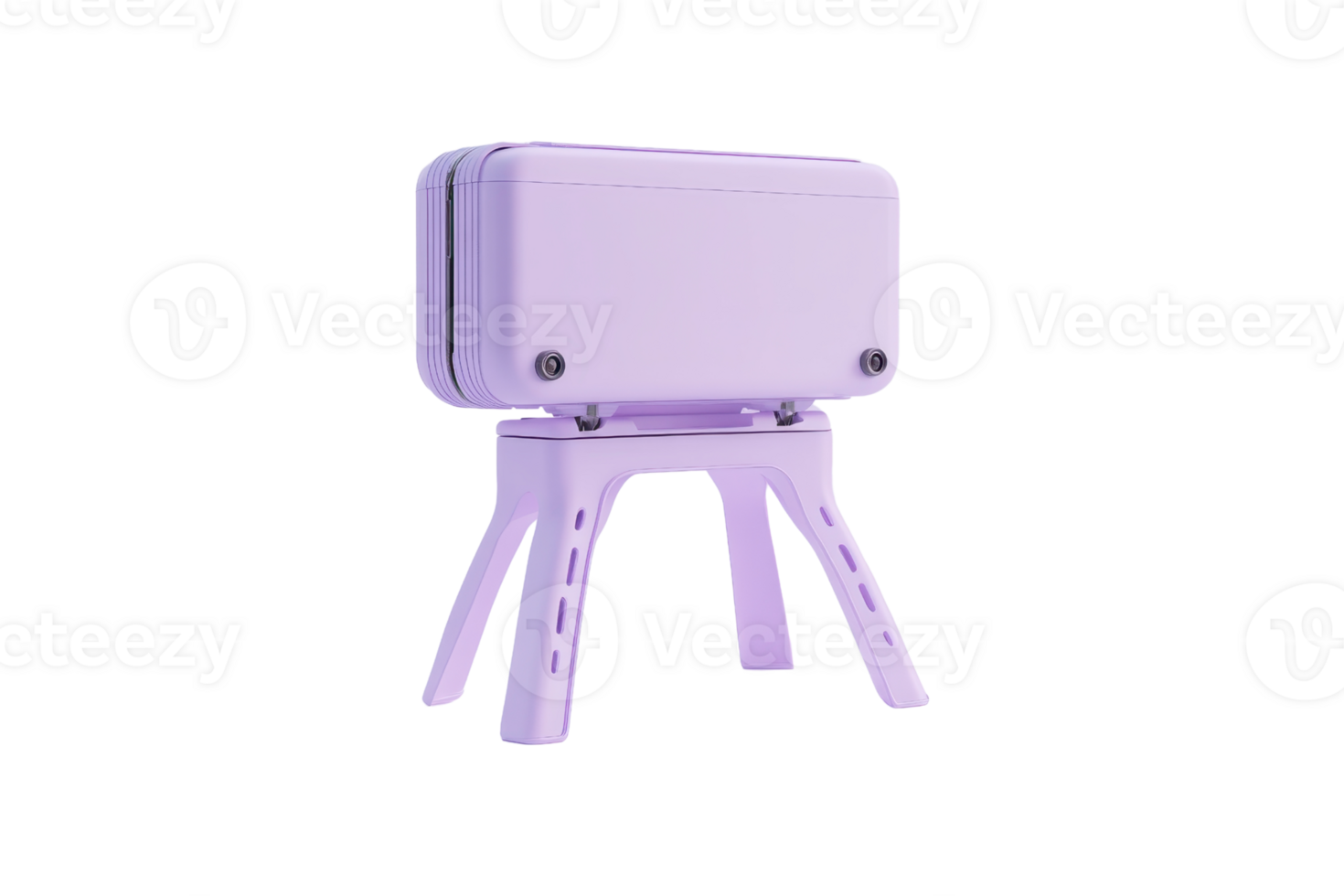 Modern purple robot with four legs, isolated on transparent background. Futuristic design perfect for tech and toy concepts. png