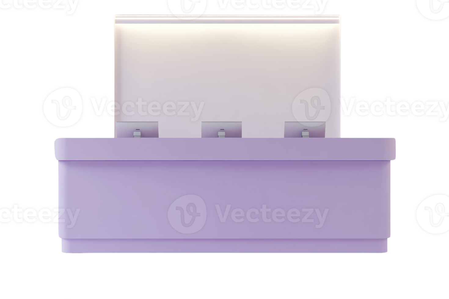 Modern reception desk with a minimalistic design and ambient lighting. Perfect for office, hotel, or corporate businesses. png