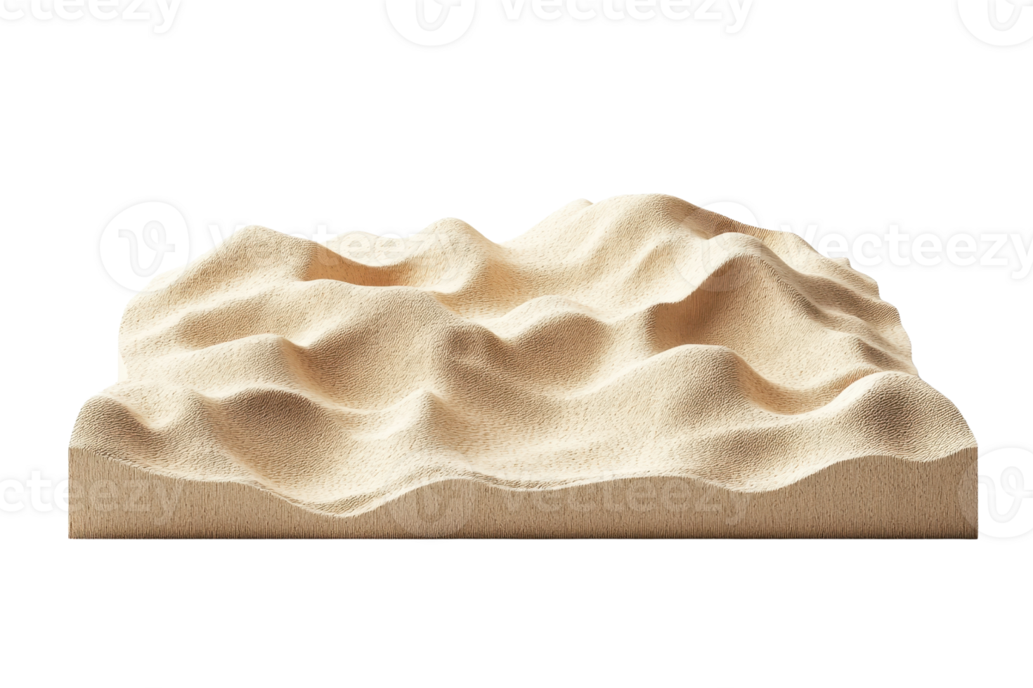 Realistic sand dunes model isolated on transparent background. Perfect for environmental studies, art projects, or landscape design. png