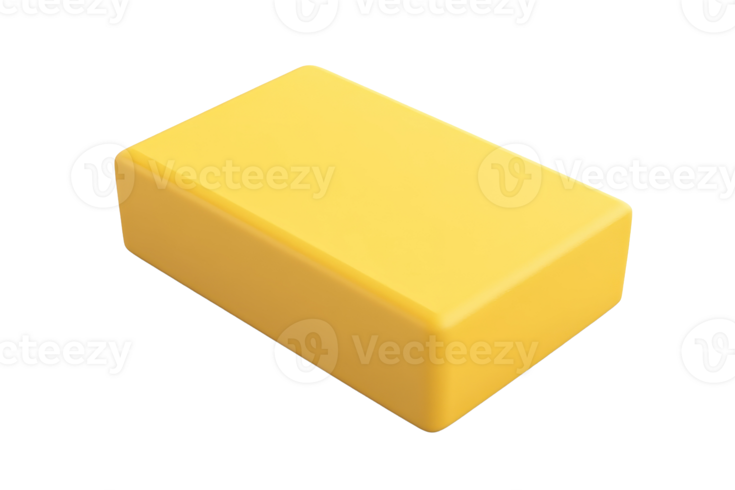 High-resolution image of a rectangular yellow eraser, isolated on a transparent background, perfect for educational and office concepts. png