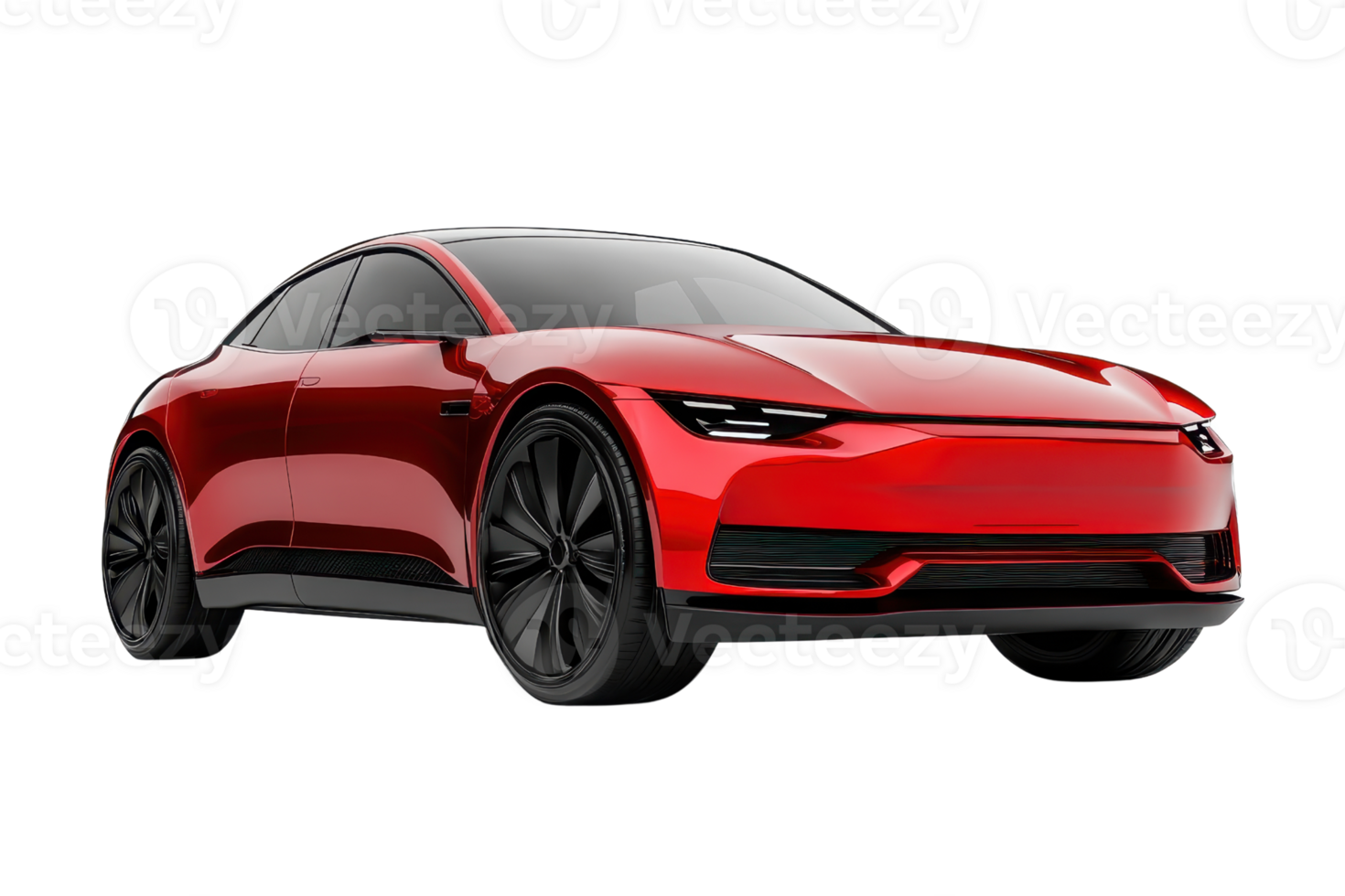 Sleek red sports car with modern design, showcasing luxury and high performance, isolated on a transparent background. png