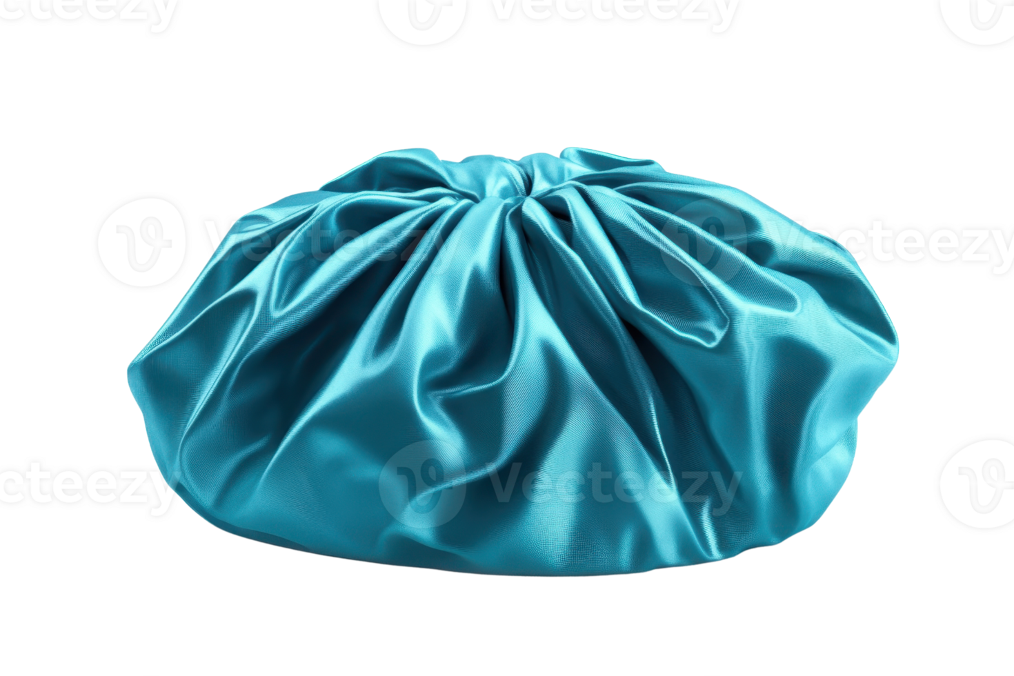 Silky blue shower cap with a smooth and shiny texture, perfect for protecting hair in the shower or bath. Elegant, practical hair accessory. png