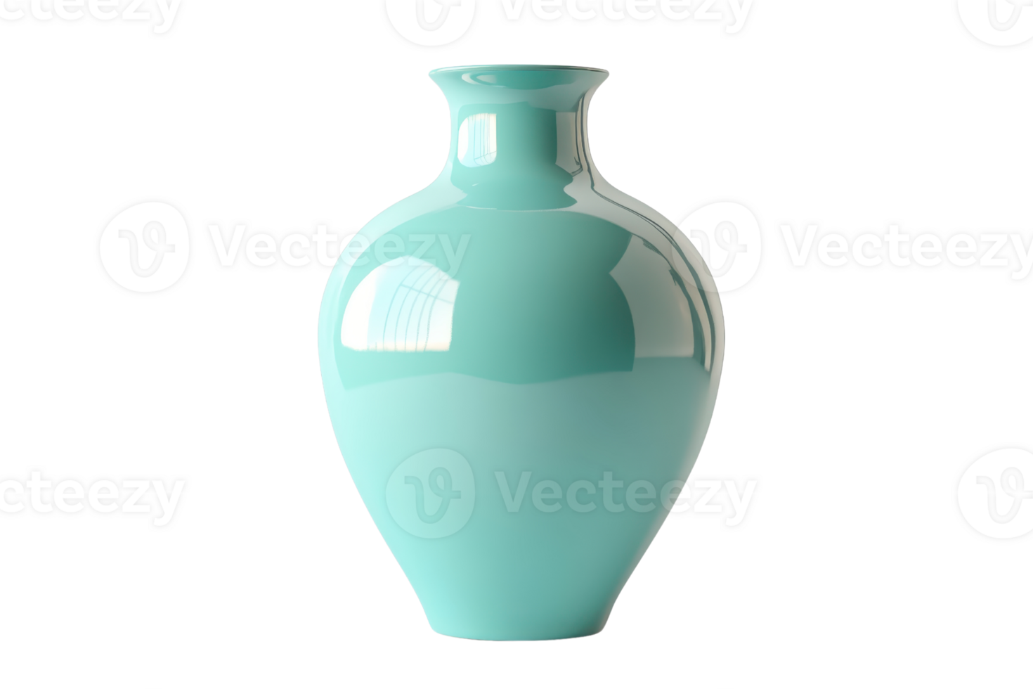 Elegant turquoise ceramic vase with glossy finish, perfect for home decor, flower arrangement, and gift purposes. Isolated on transparent background. png