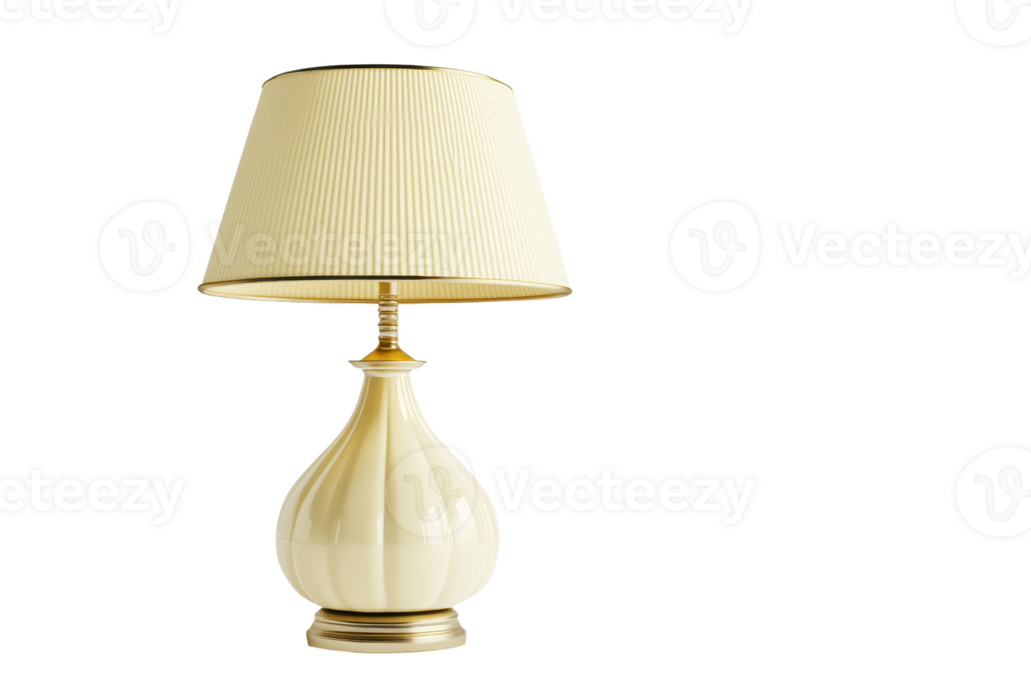 Elegant beige table lamp with a pleated lampshade, perfect for home decor, creating a warm and inviting atmosphere in any room. png