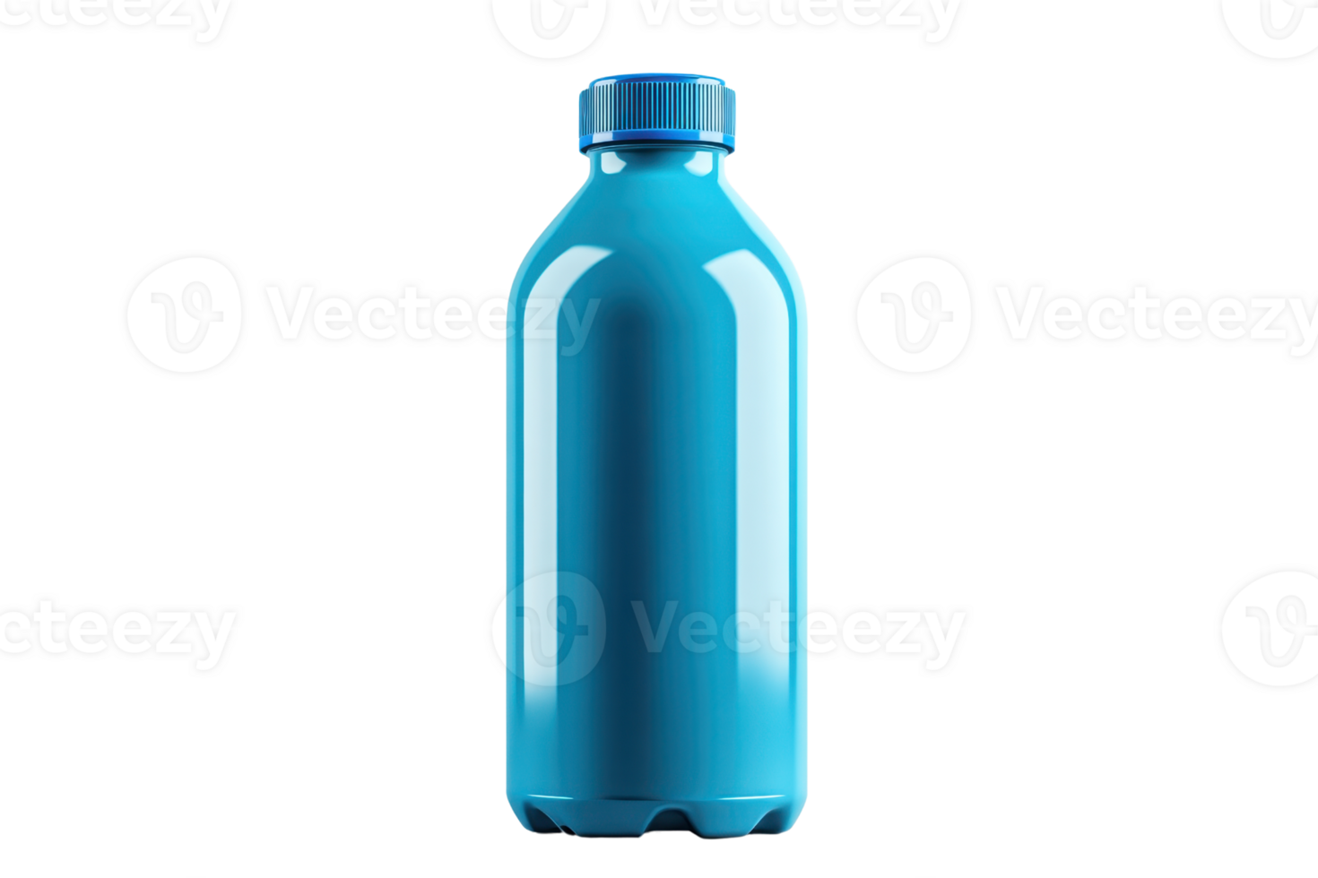 Minimalistic image of a blue glossy bottle with a clean, modern design, isolated on transparent background. png