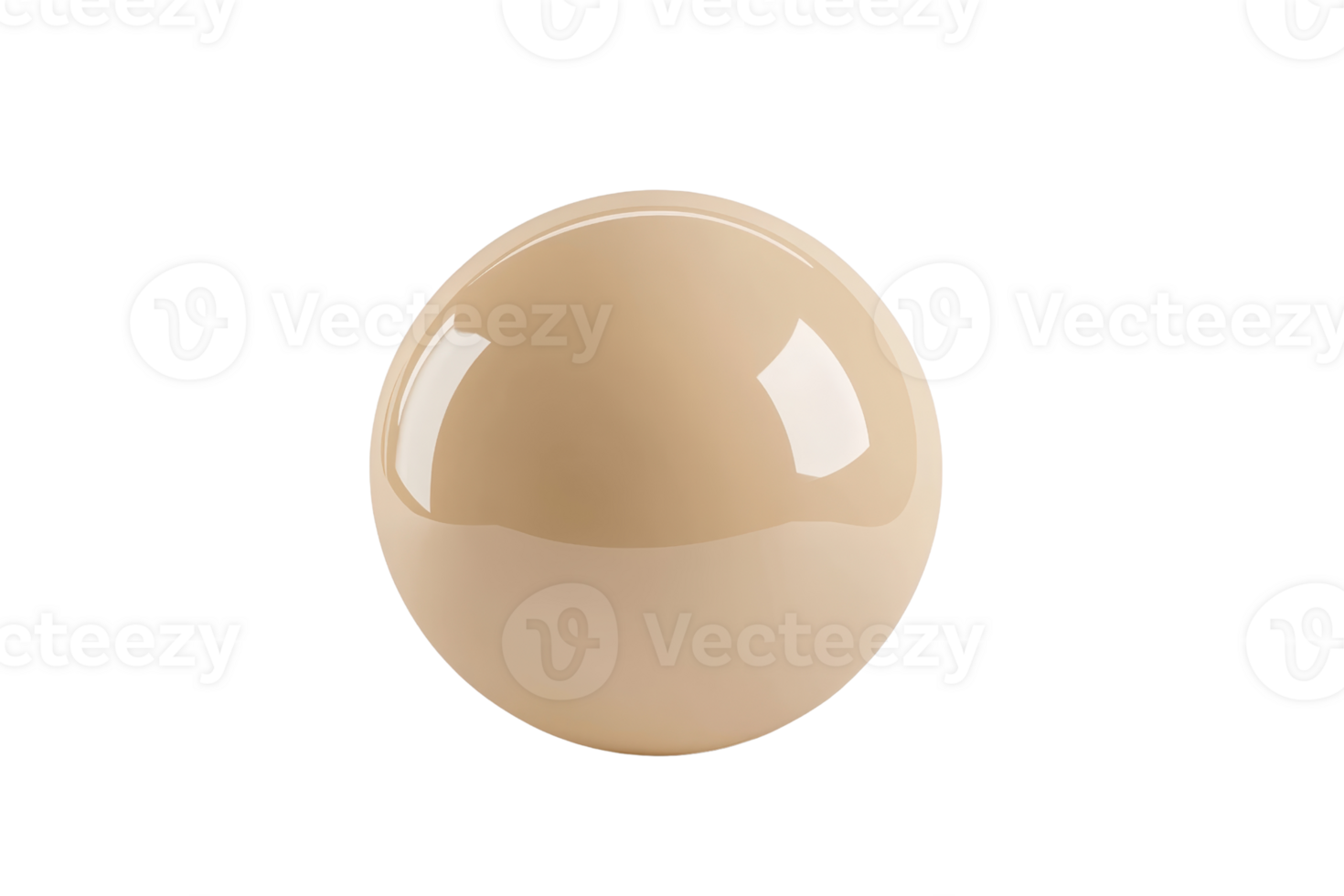 Glossy beige sphere isolated on transparent background. perfect for design and concept art, reflective and smooth surface. png