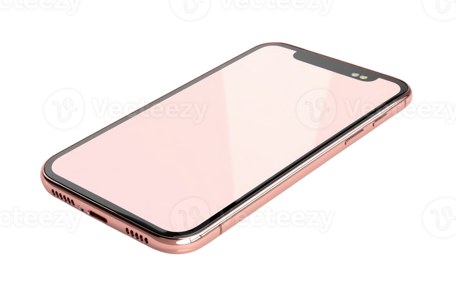 A sleek, modern smartphone with a rose gold finish, showcasing a stylish design and advanced technology for everyday use. png