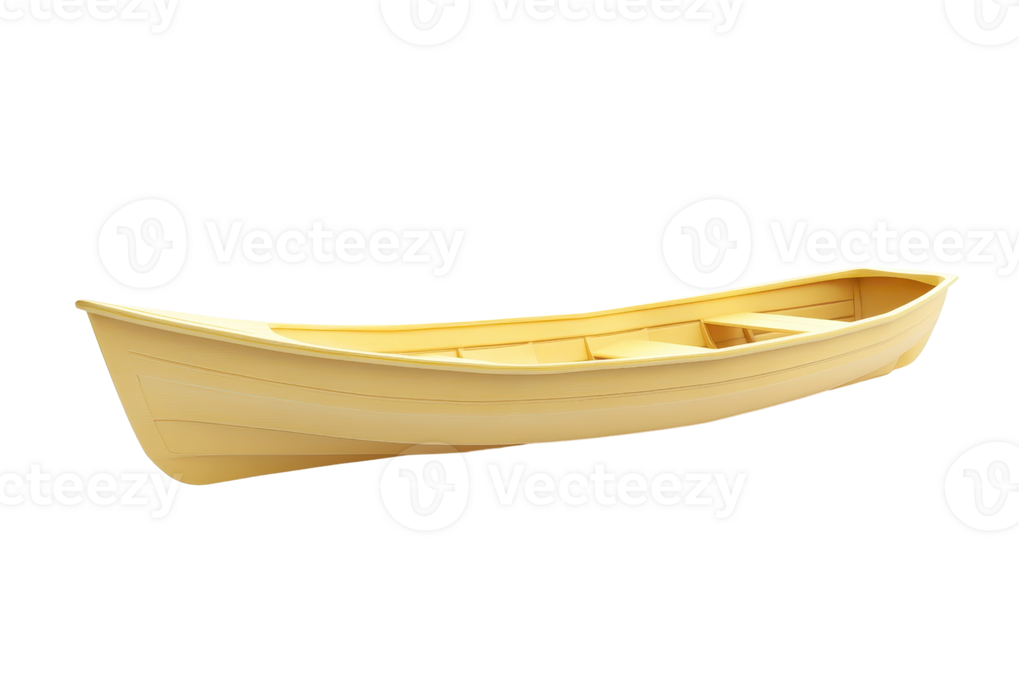 A wooden rowboat isolated on a transparent background. showcasing traditional craftsmanship in a pristine, elegant design. png