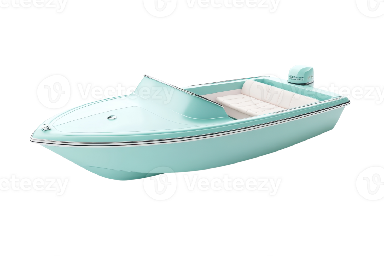 Elegant mint green motorboat isolated on a transparent background. Perfect for designers, bloggers, and enthusiasts seeking modern nautical imagery. png
