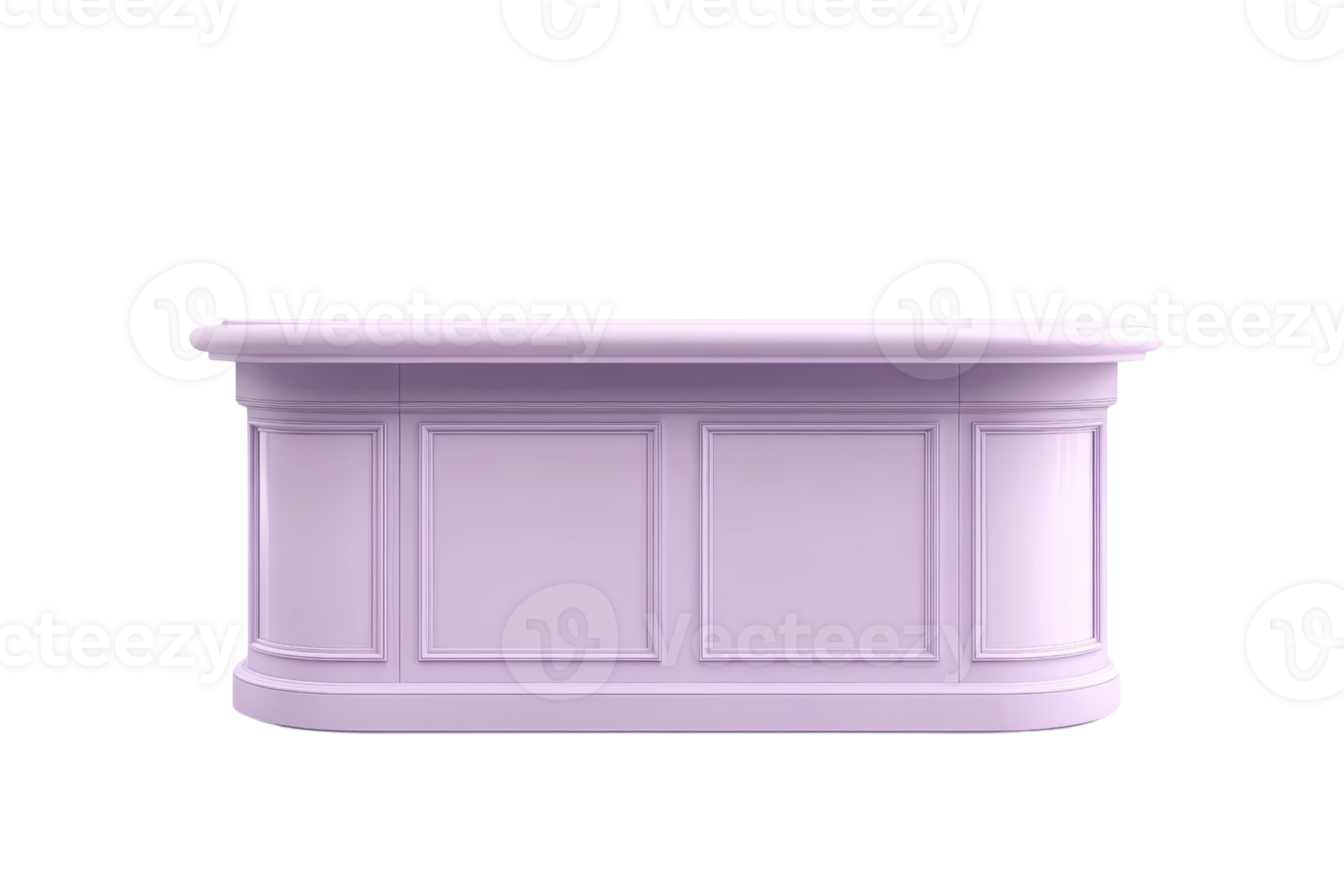 Elegant purple reception desk isolated on transparent background. highlighting modern design and stylish decor for office and business spaces. png