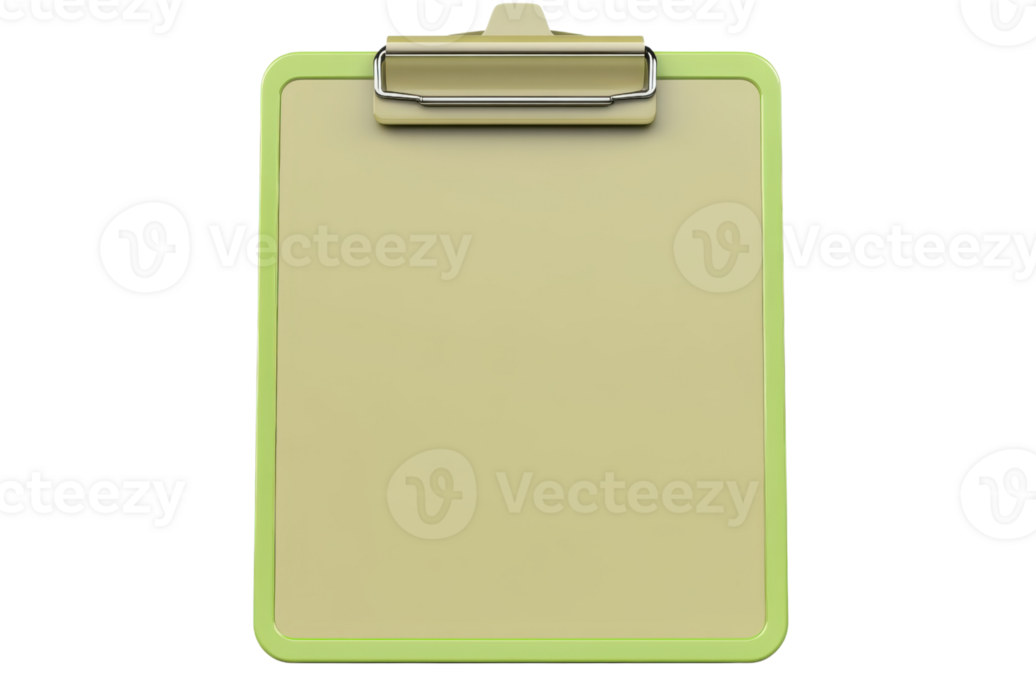 Blank beige clipboard with a green border isolated on transparent background. Ideal for office, school, or healthcare use. png