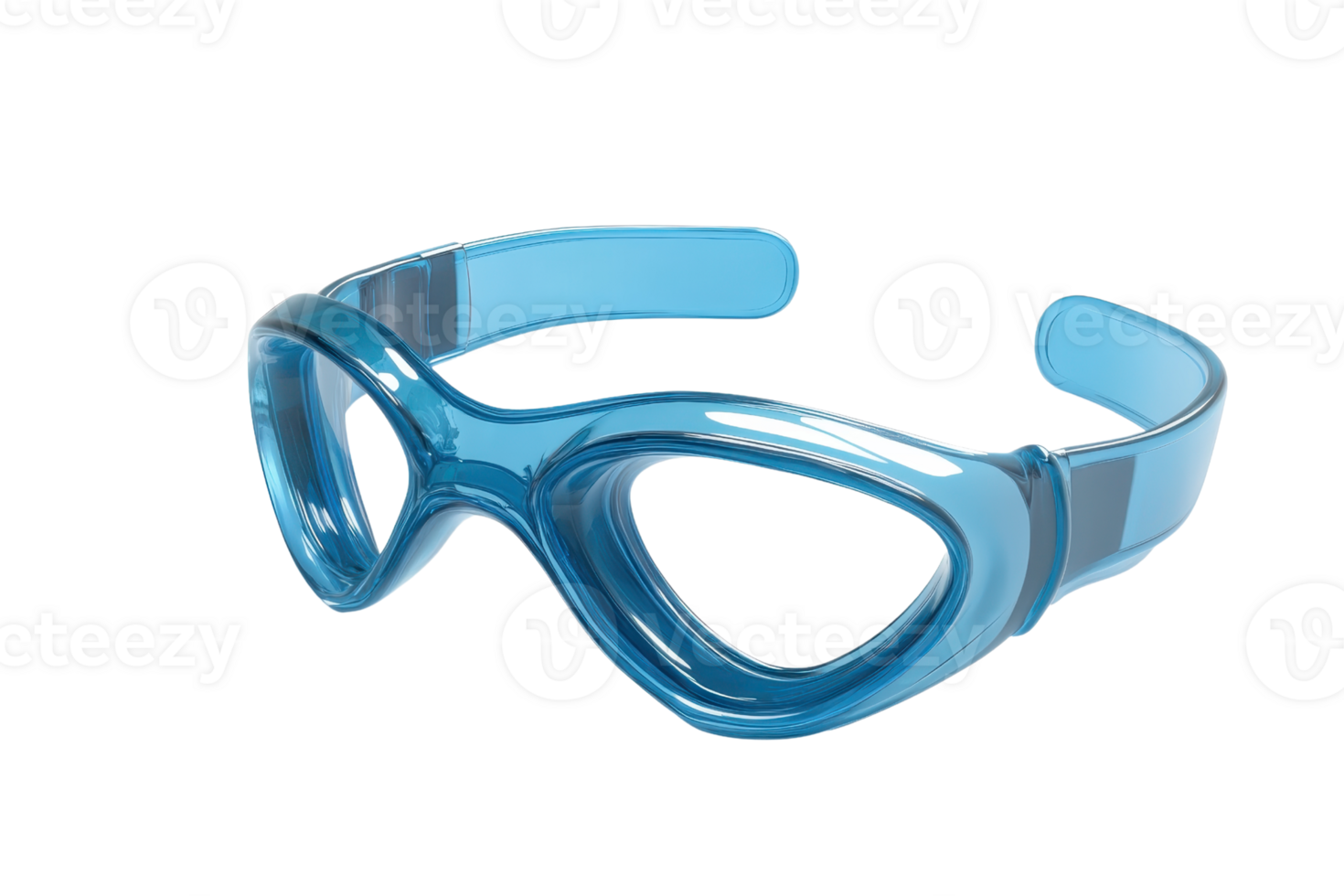 Clear blue protective safety goggles, isolated on a transparent background. Ideal for laboratory, medical, and industrial use. png
