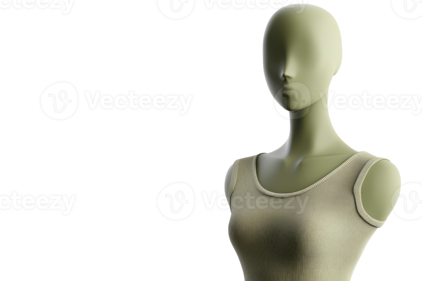 Minimalistic green mannequin torso against a transparent background. perfect for fashion design and retail display concepts. png