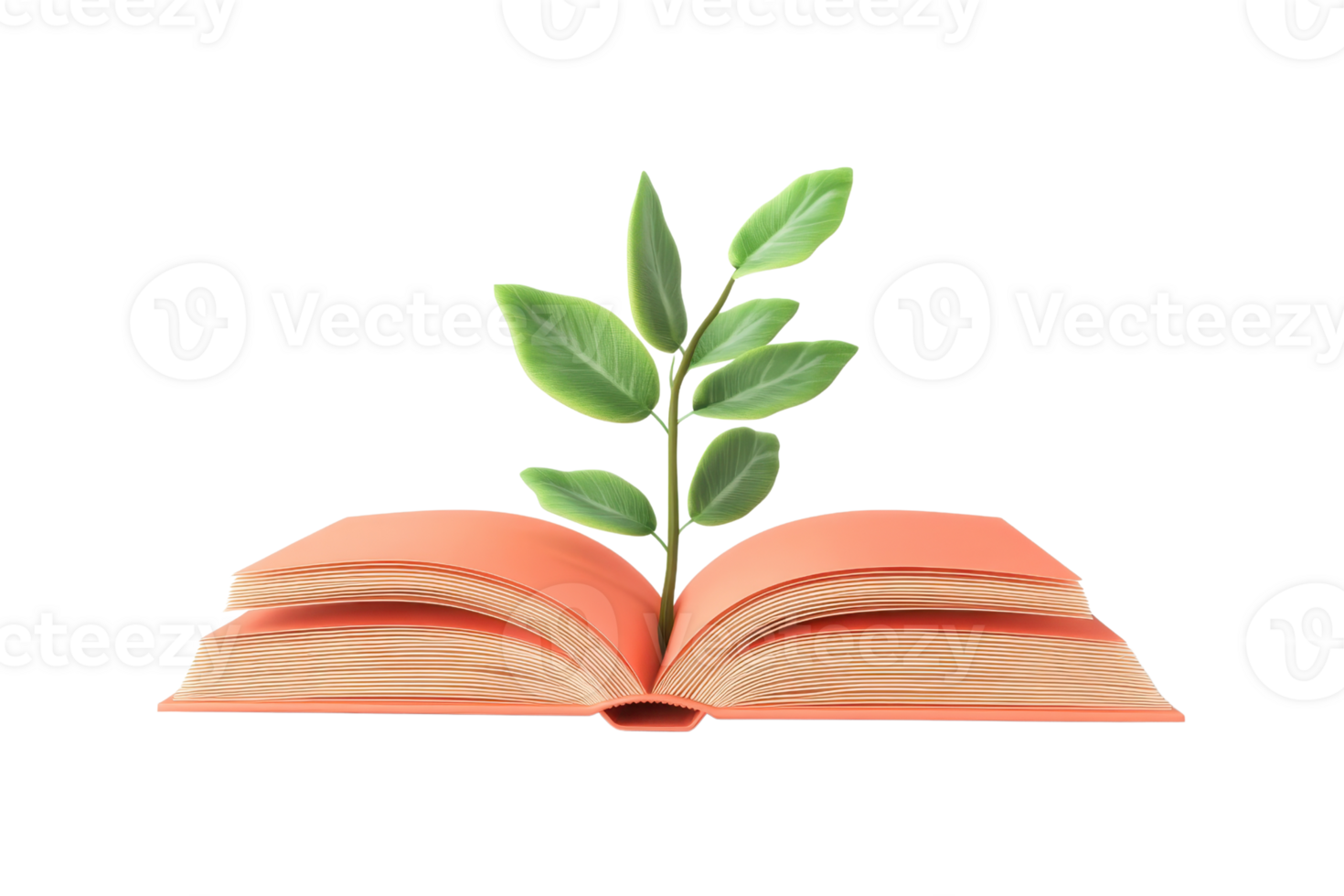 Open book with a growing plant symbolizes knowledge, education, and growth. Perfect for educational, environmental, and learning concepts. png