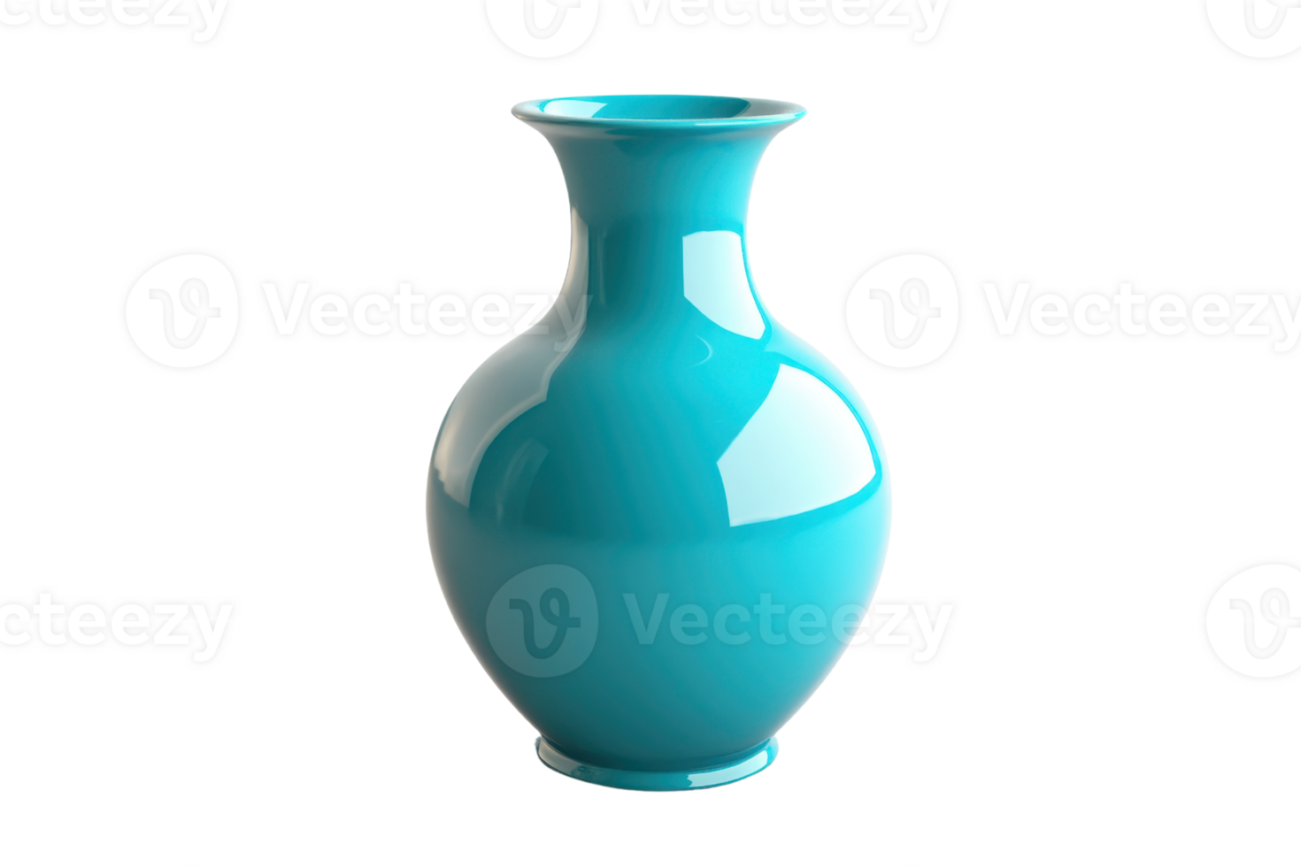 Elegant turquoise ceramic vase with a glossy finish, ideal for home decor and flower arrangements. Adds a touch of sophistication to any space. png