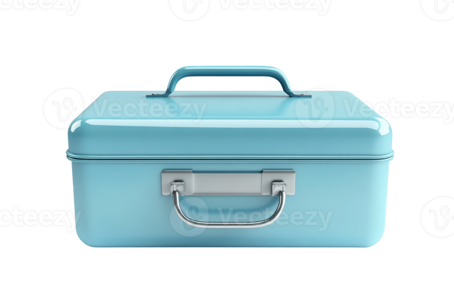 A modern, sleek, and compact blue lunchbox with a handle on top. Perfect for storing and carrying meals conveniently. png