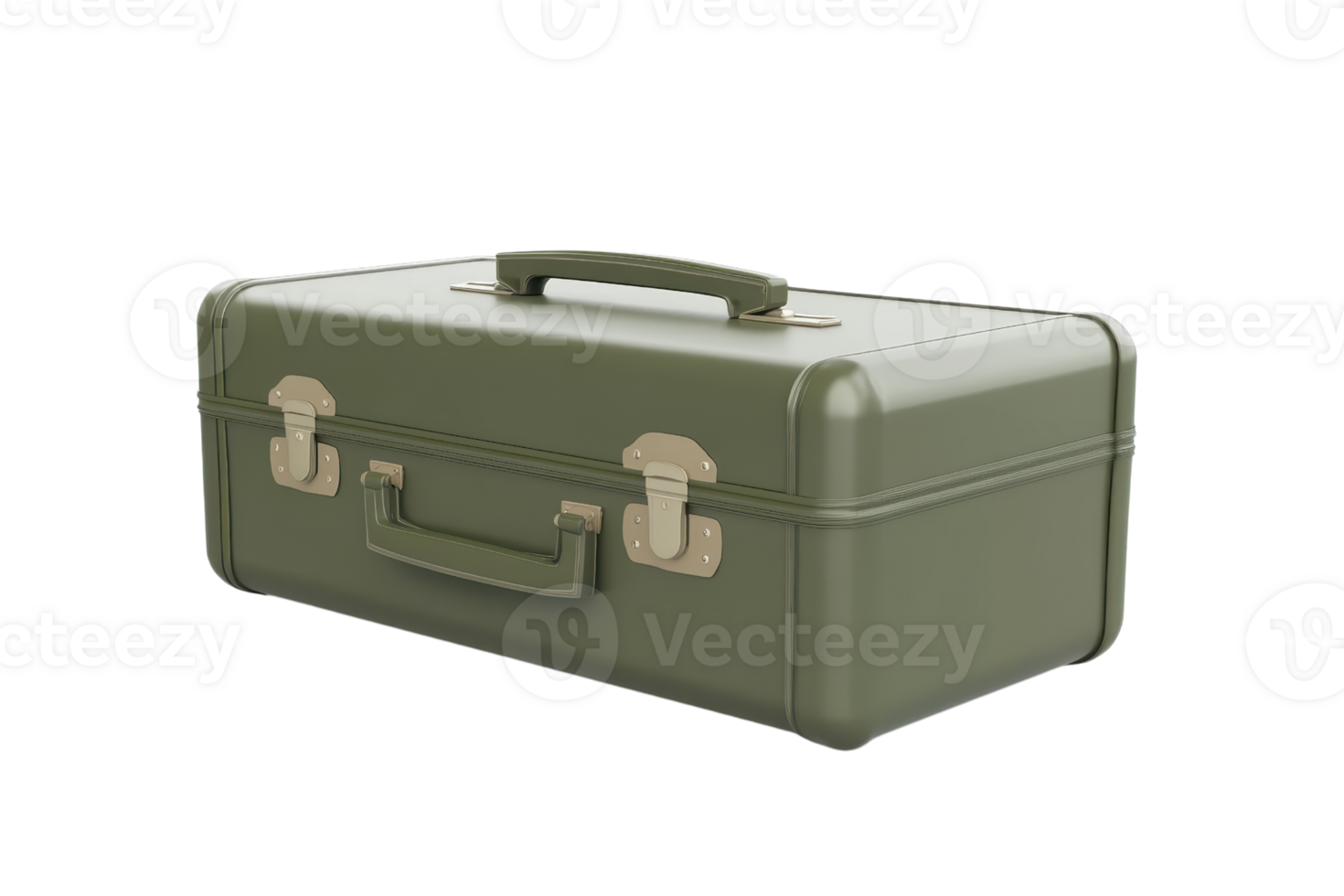 Green plastic toolbox with secure metal latches and handle, perfect for storing tools or accessories. png