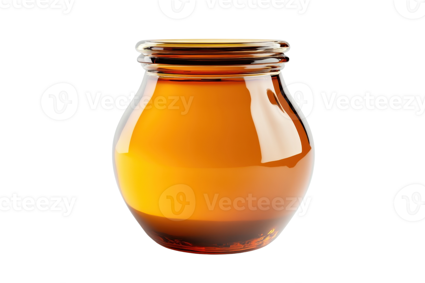 Close-up of a glass jar filled with amber-colored honey isolated on transparent background. Perfect for culinary, natural, and organic food themes. png