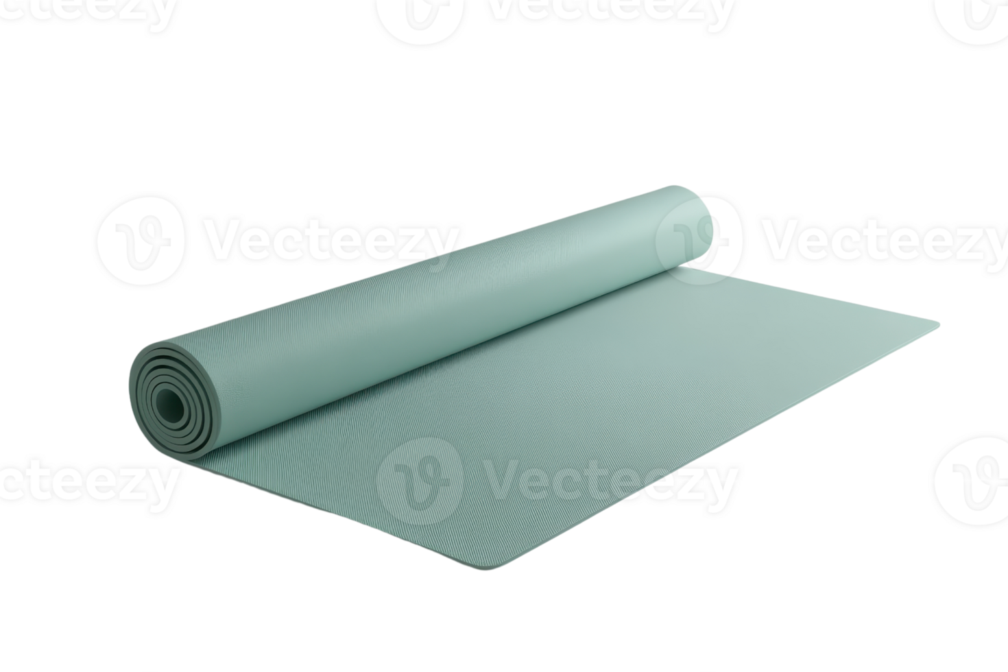 Elegant rolled-up green yoga mat against a transparent background. perfect for fitness, exercise, and yoga practice at home or in the studio. png