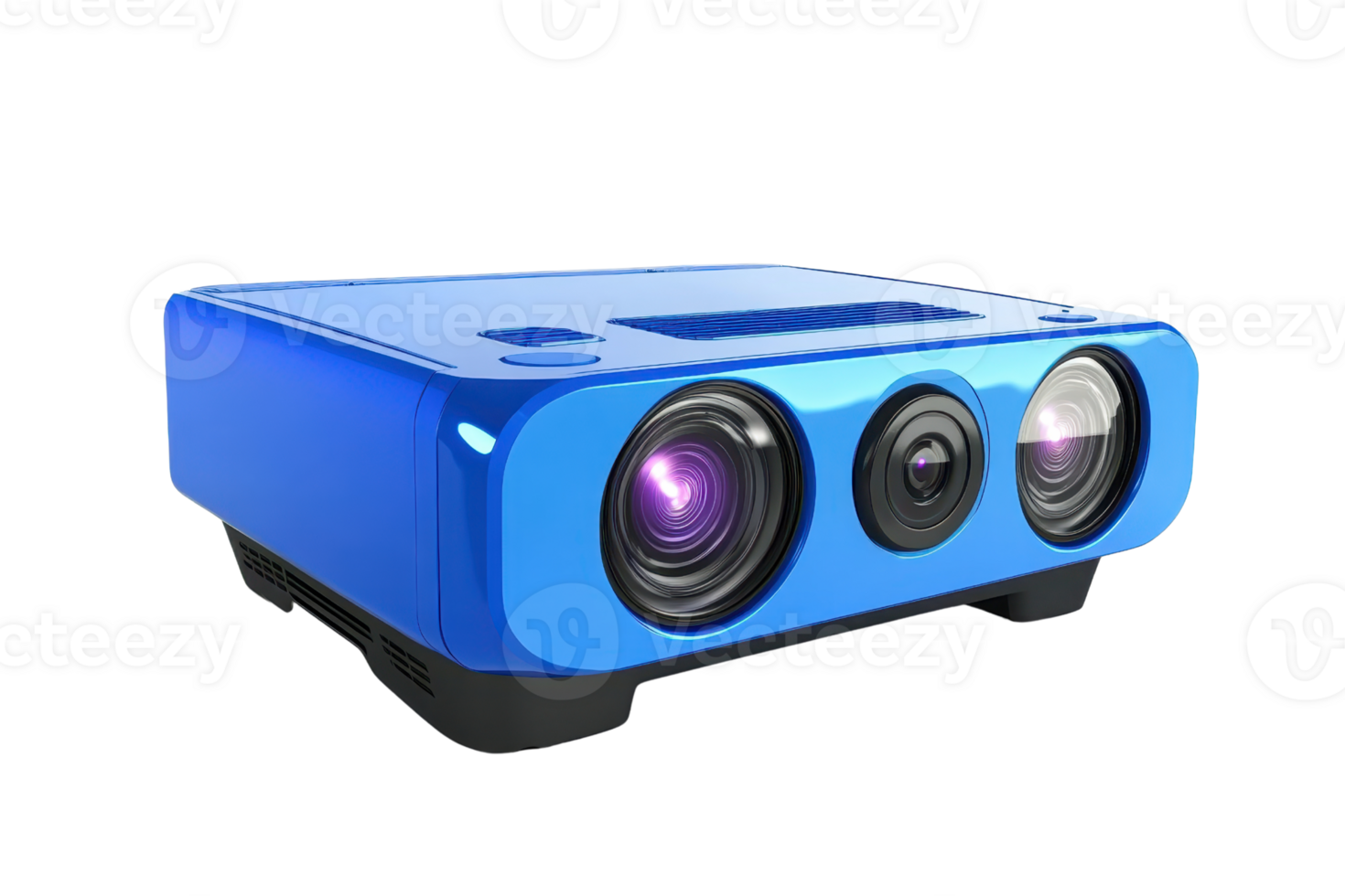 Innovative blue 3D scanning camera with multiple lenses designed for precise image capture in technology and industrial applications. png
