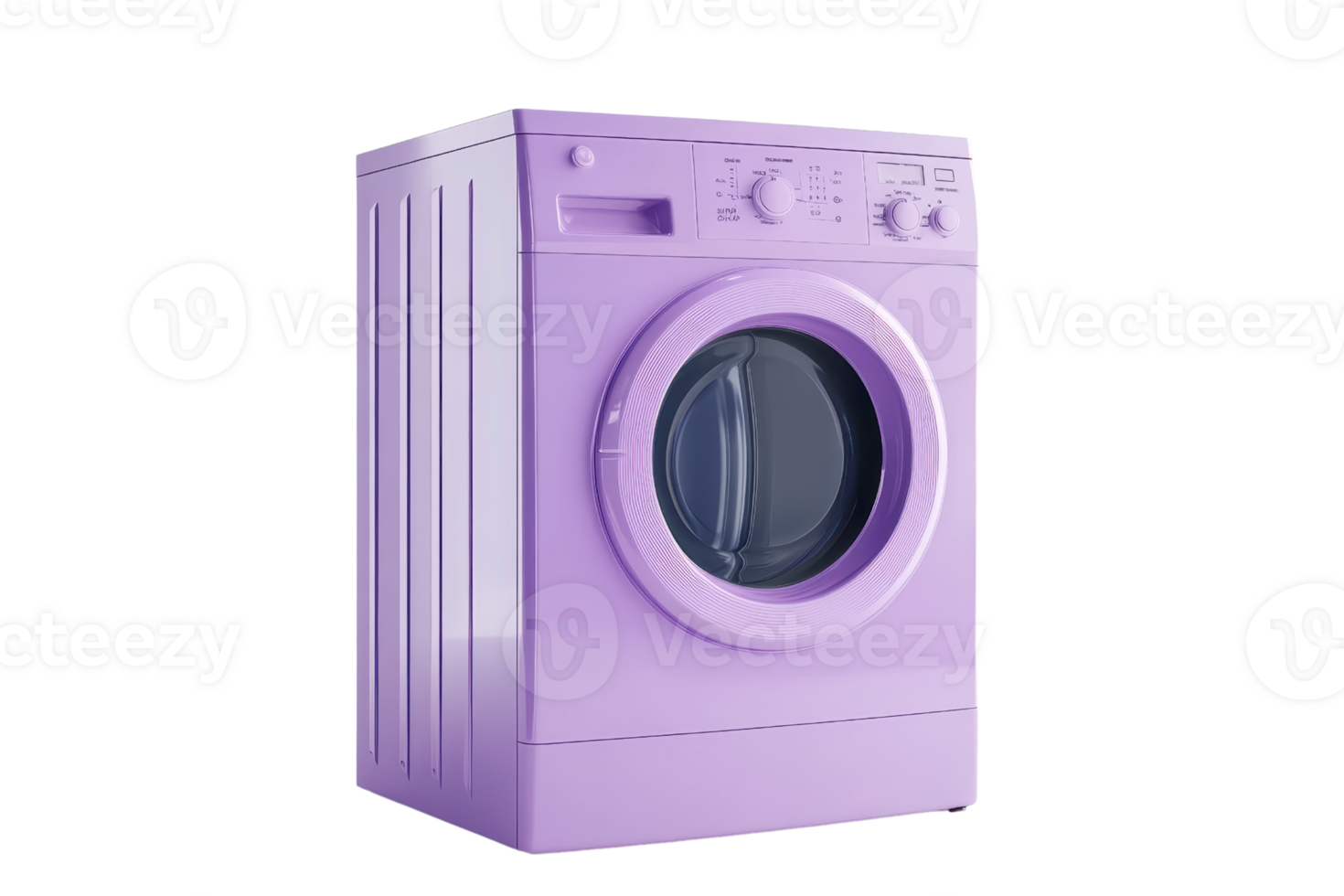 Modern purple washing machine on transparent background. High-efficiency appliance for contemporary laundry room decor and convenience. png
