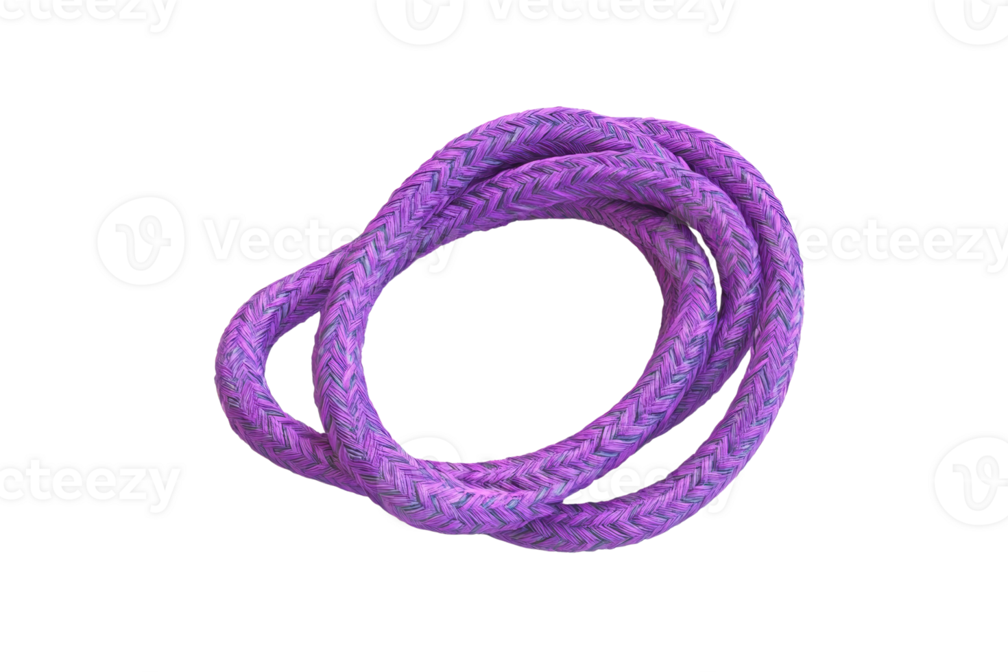 Purple braided rope isolated on a transparent background. perfect for crafting, climbing, or tying tasks, offering durability and versatility. png