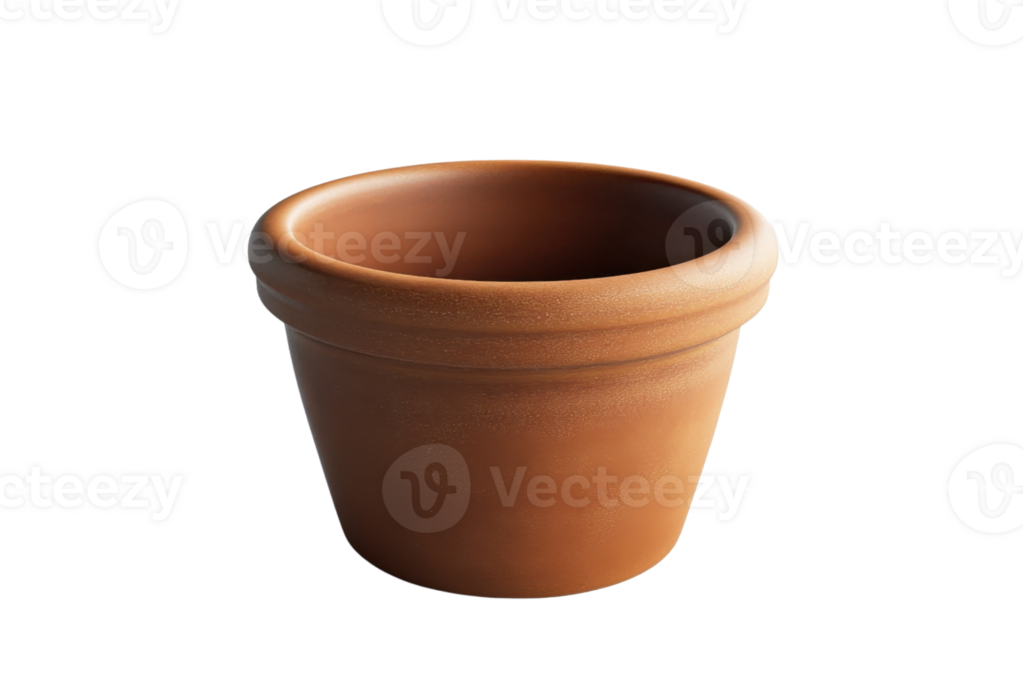 Simple terracotta clay flower pot isolated on transparent background. Perfect for gardening and home decor images or illustrations. png