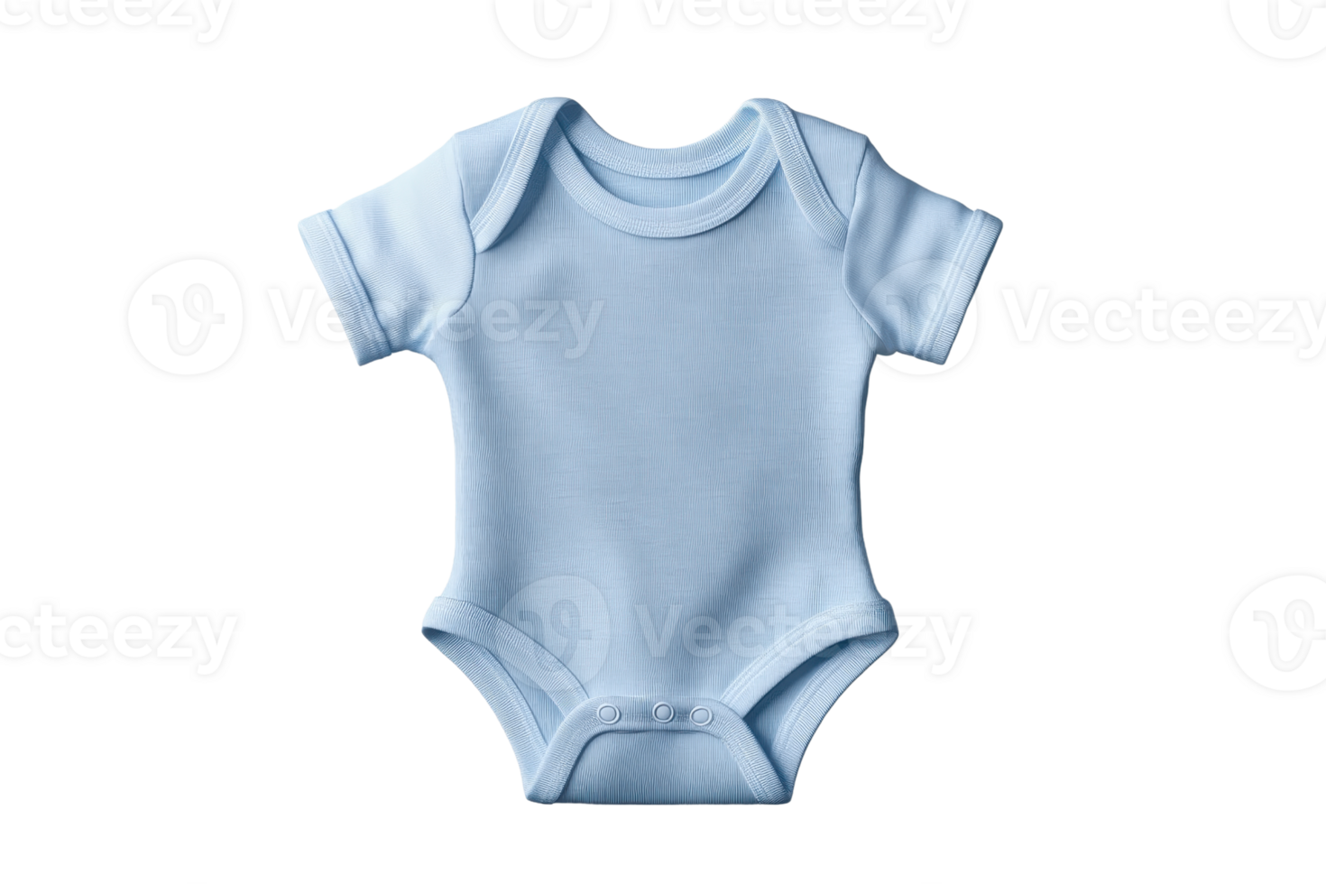 Light blue baby onesie on a transparent background. showcasing soft fabric and short sleeves. Ideal for nursery stock photos and baby apparel promotions. png
