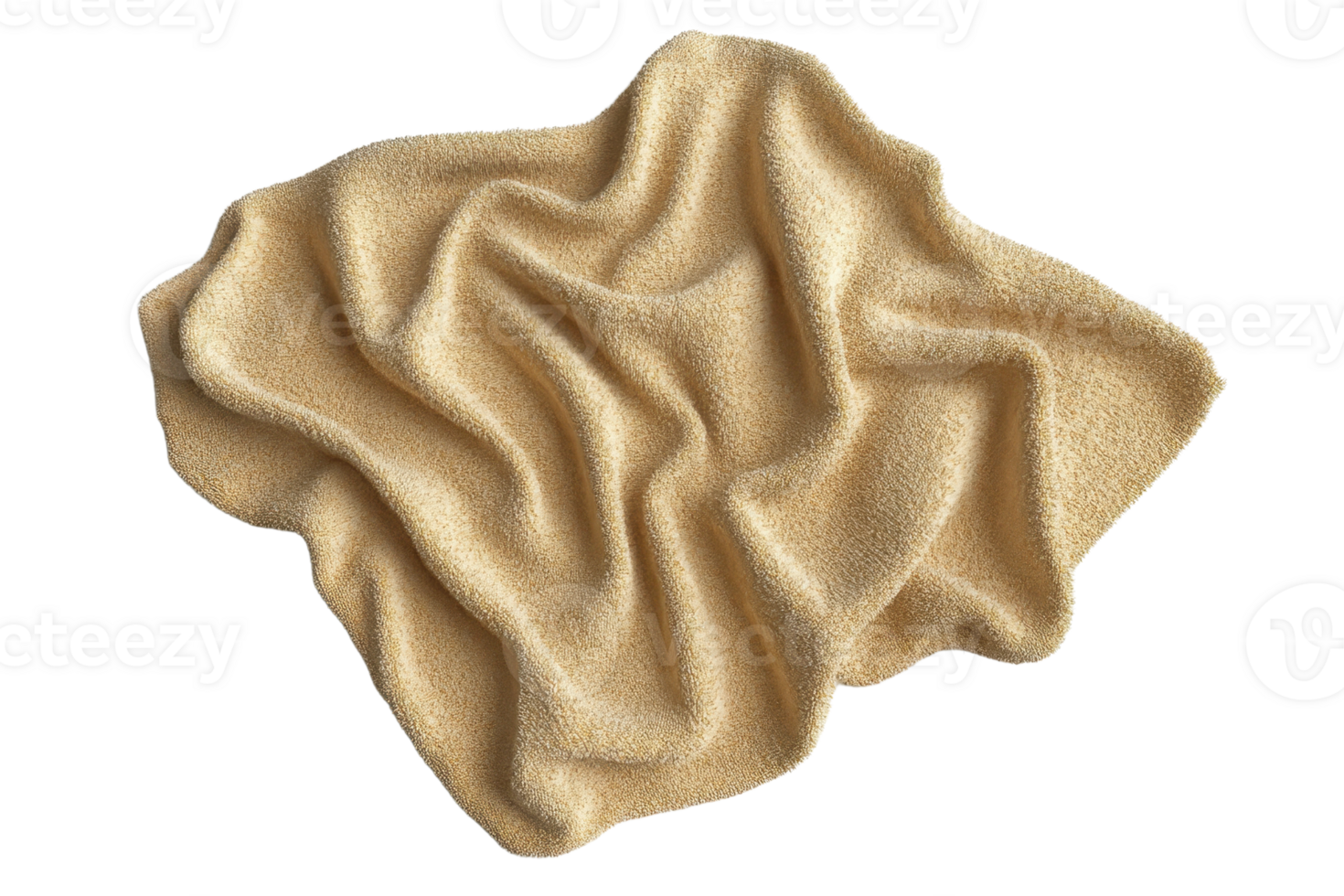 Soft beige fabric, crumpled texture. Perfect for backgrounds, textile design, and artistic compositions. High-quality fabric stock photo. png