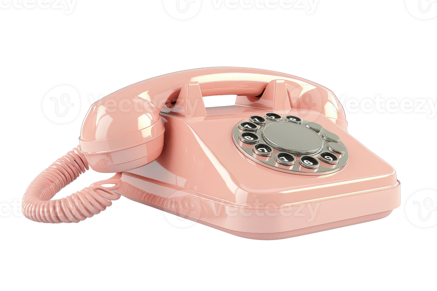 Retro pink rotary telephone isolated on transparent background. representing vintage communication technology. png