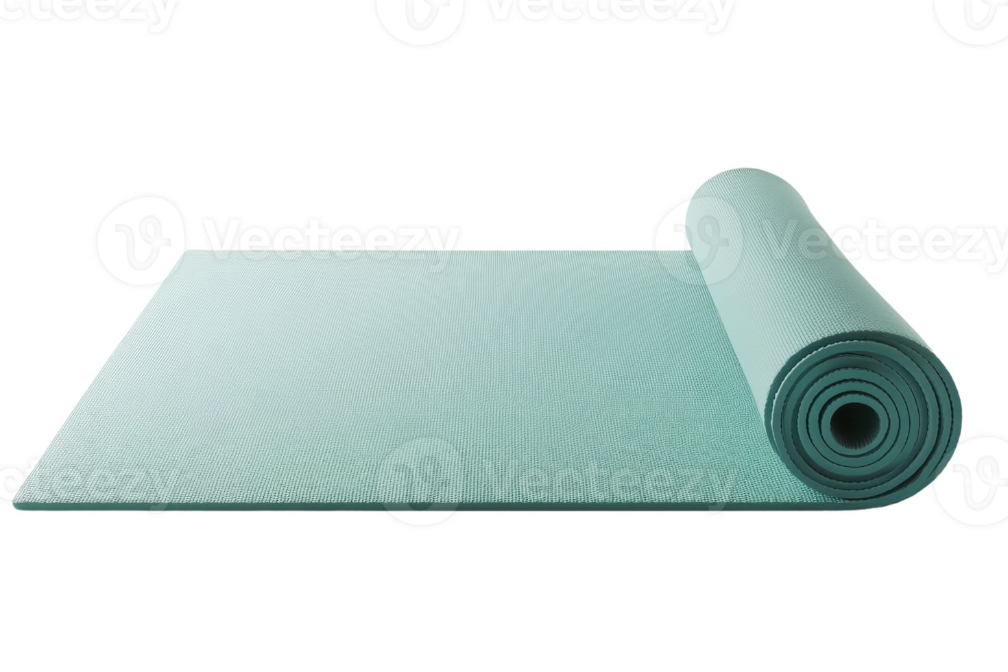 Blue yoga mat unrolled and isolated on transparent background. Perfect for fitness, exercise, and relaxation practices. High-quality material. png
