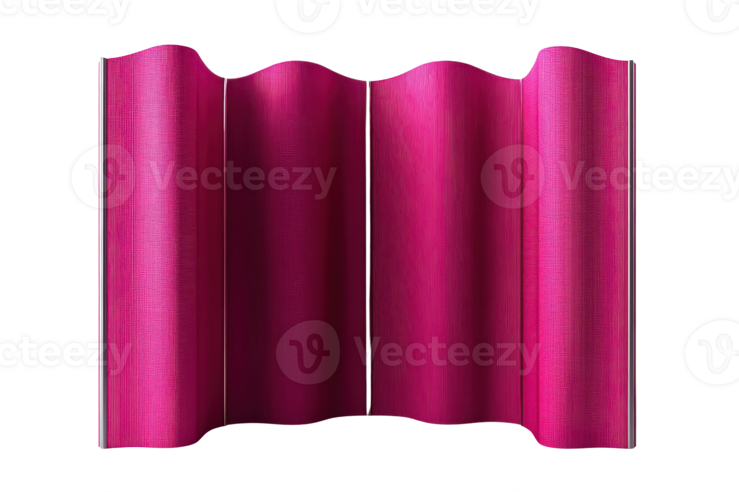 Vibrant pink wave-patterned corrugated sheet, perfect for architectural and design projects, providing unique texture and color. png