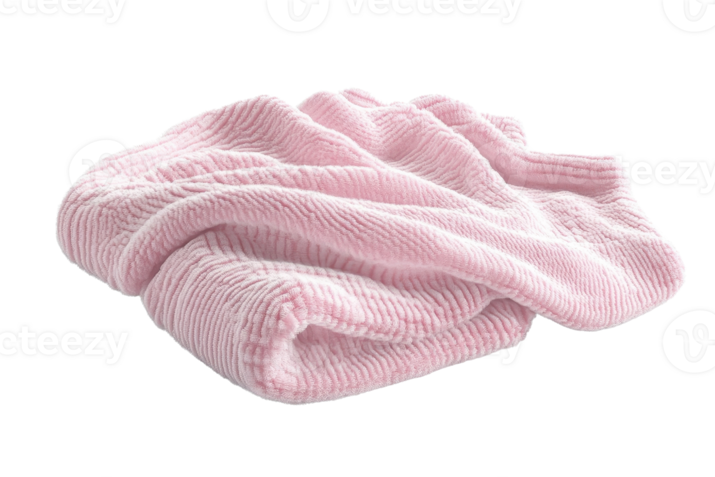 Soft pink textured blanket folded neatly, showcasing cozy material, perfect for adding warmth and comfort to any space. png