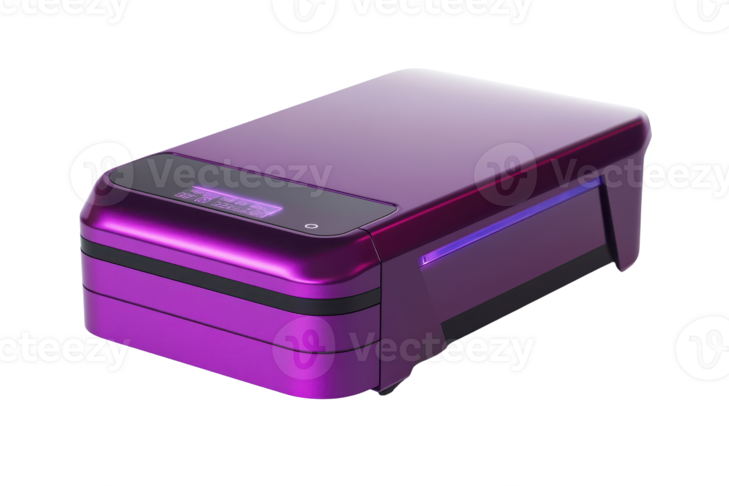 Modern purple plastic electronic device with sleek design. High-tech gadget for home or office use, isolated on transparent background. png