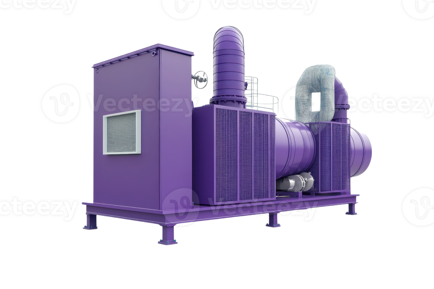 Industrial purple machine on transparent background. showcasing modern technology for manufacturing and engineering applications. png