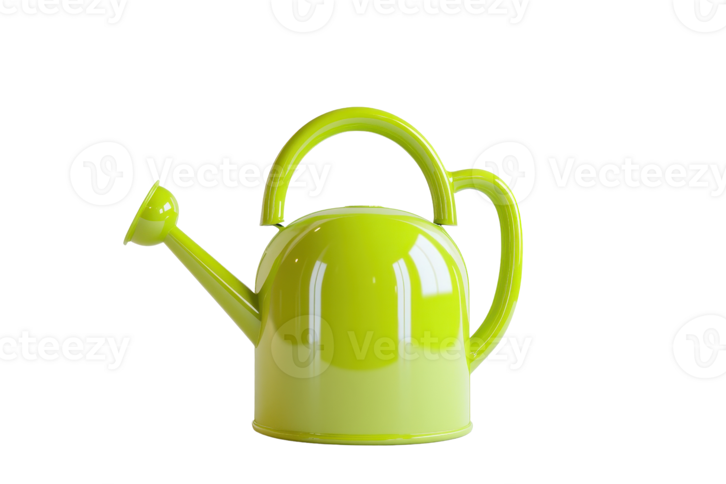 Bright green watering can isolated on a transparent background. Modern design, perfect for gardening, home decor, and stylish watering solutions. png