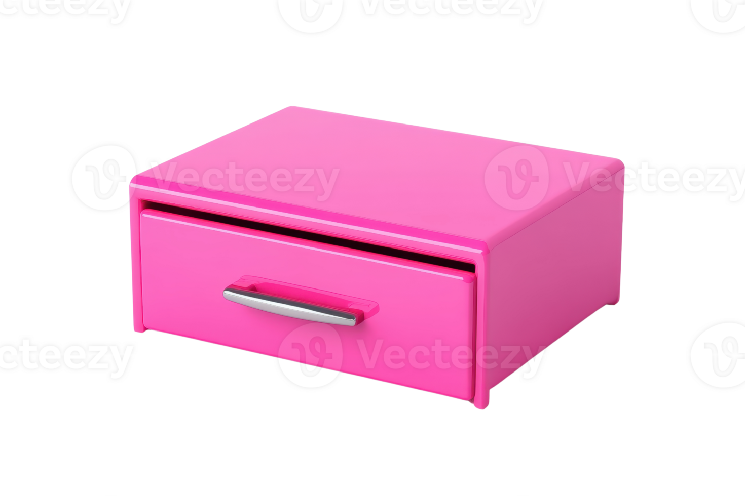Bright pink modern storage drawer with a sleek silver handle, perfect for organizing small items in any room or office space. png