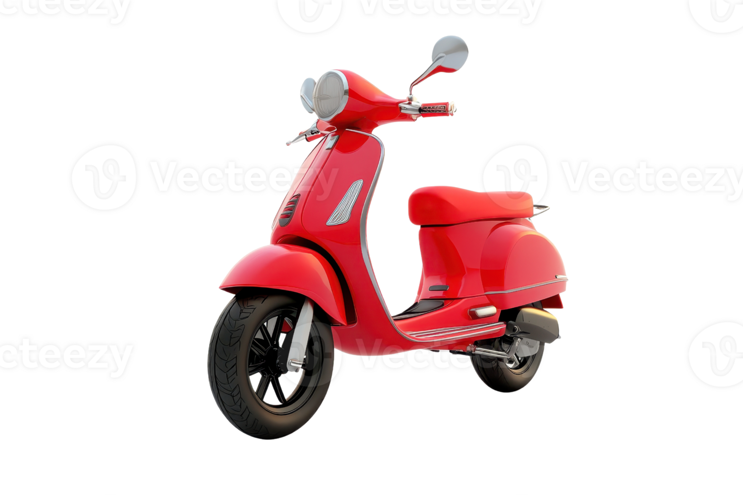 Bright red classic scooter isolated on transparent background. perfect for transportation, travel, and retro style themes. png