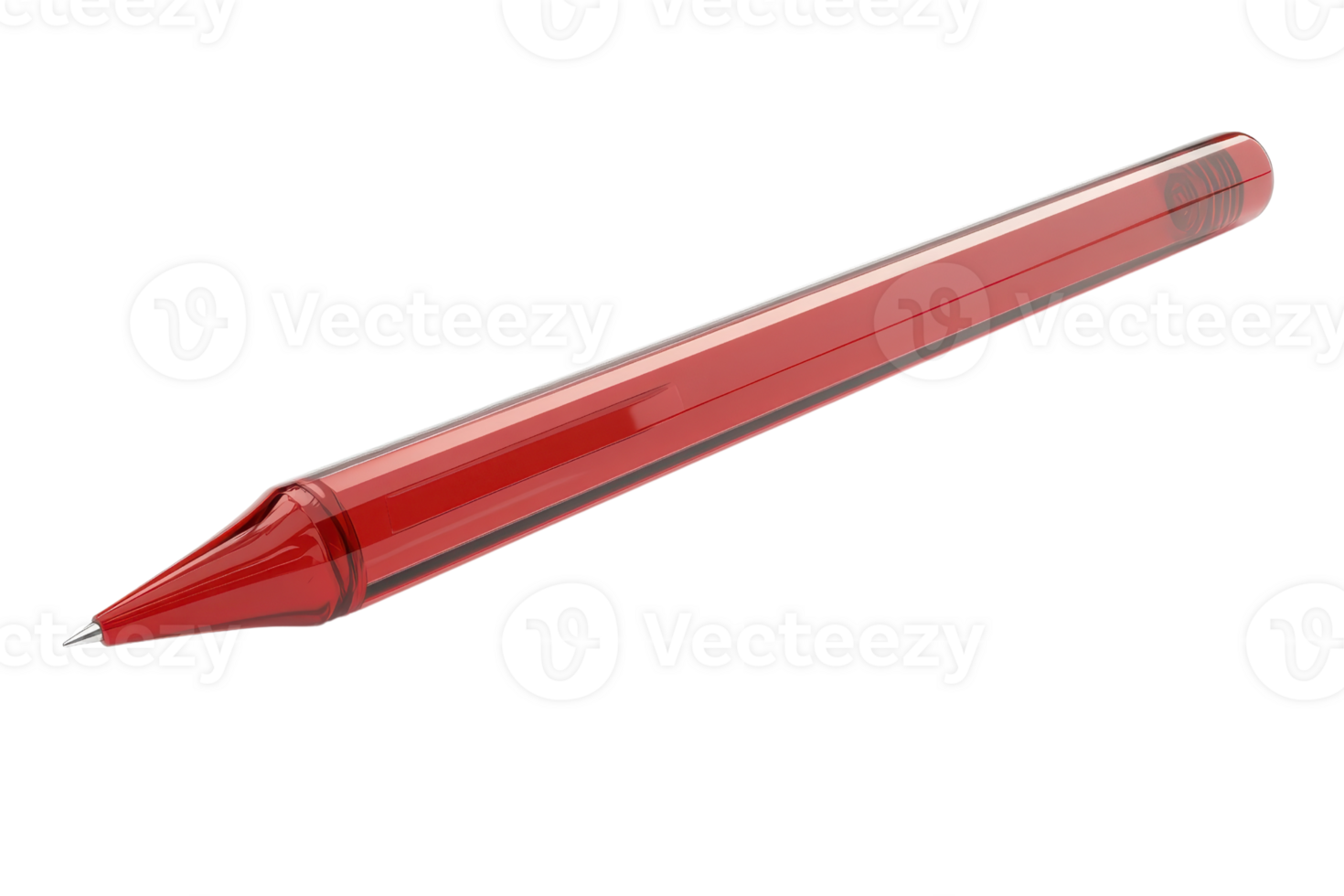 Close-up of a red mechanical pencil isolated on a transparent background. perfect for stationery, school, and office use. png