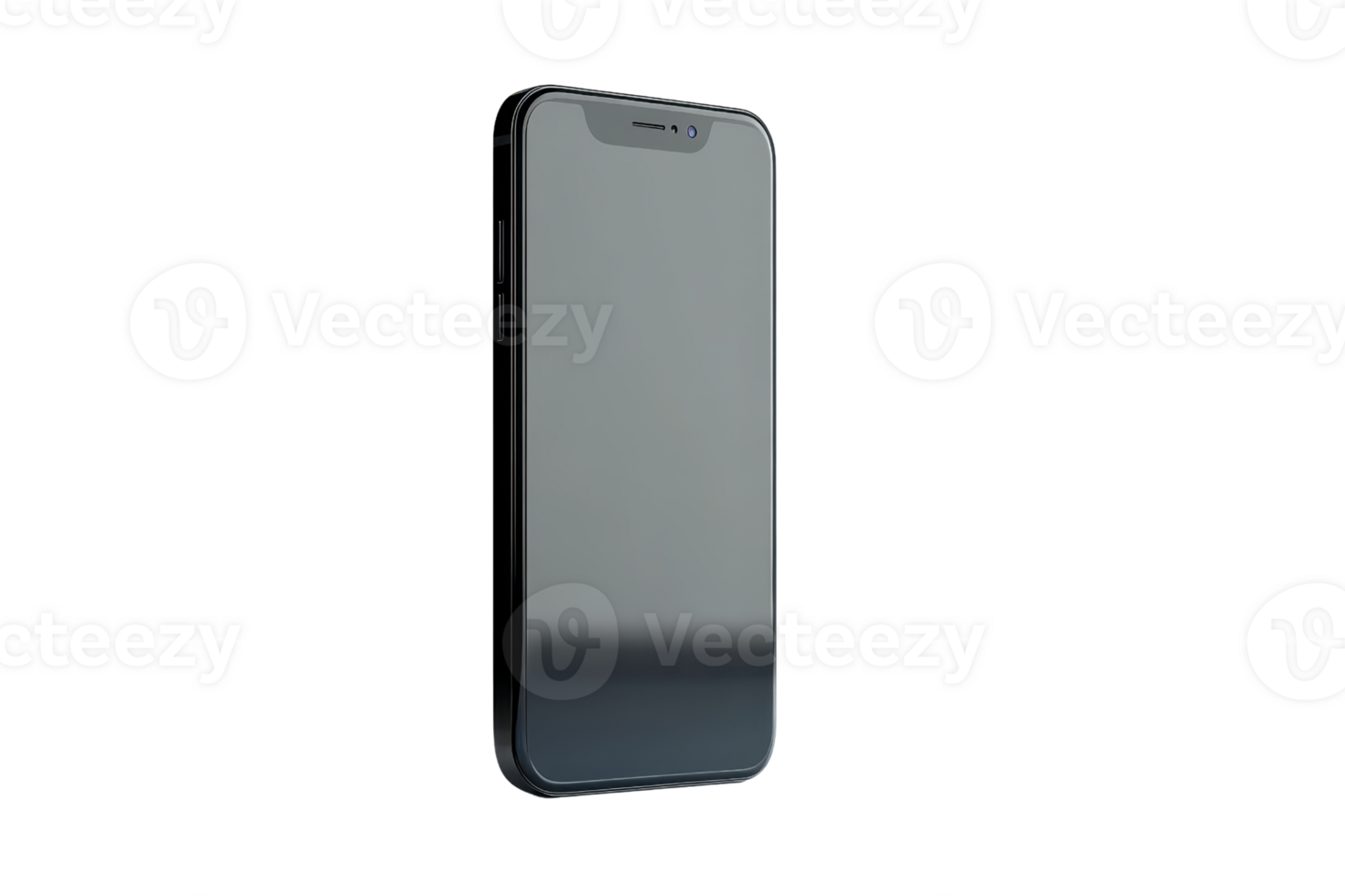Sleek black smartphone with a reflective screen, isolated on a transparent background. Perfect for technology and electronics-focused content. png