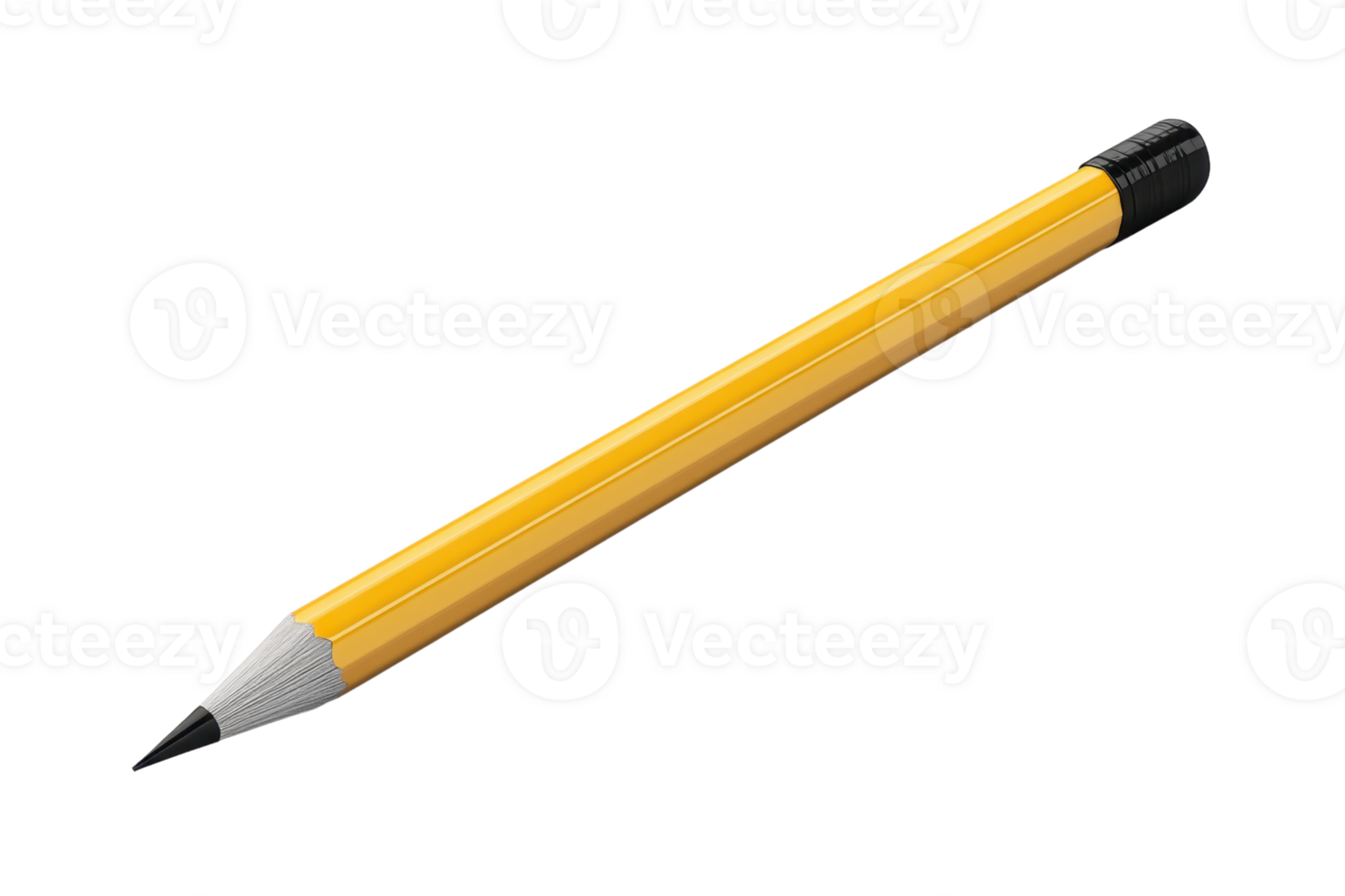 Yellow wooden pencil with black eraser isolated on a transparent background. perfect for educational and creative design projects. png