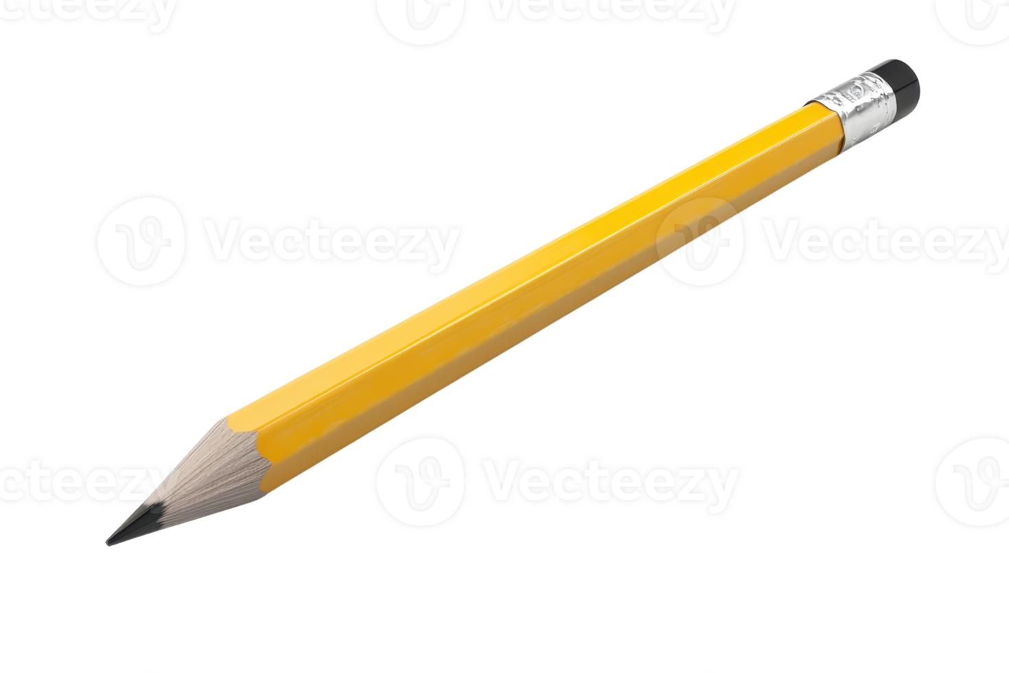 Yellow wooden pencil with an eraser on a transparent background. Perfect for educational, writing, and stationary themes. png