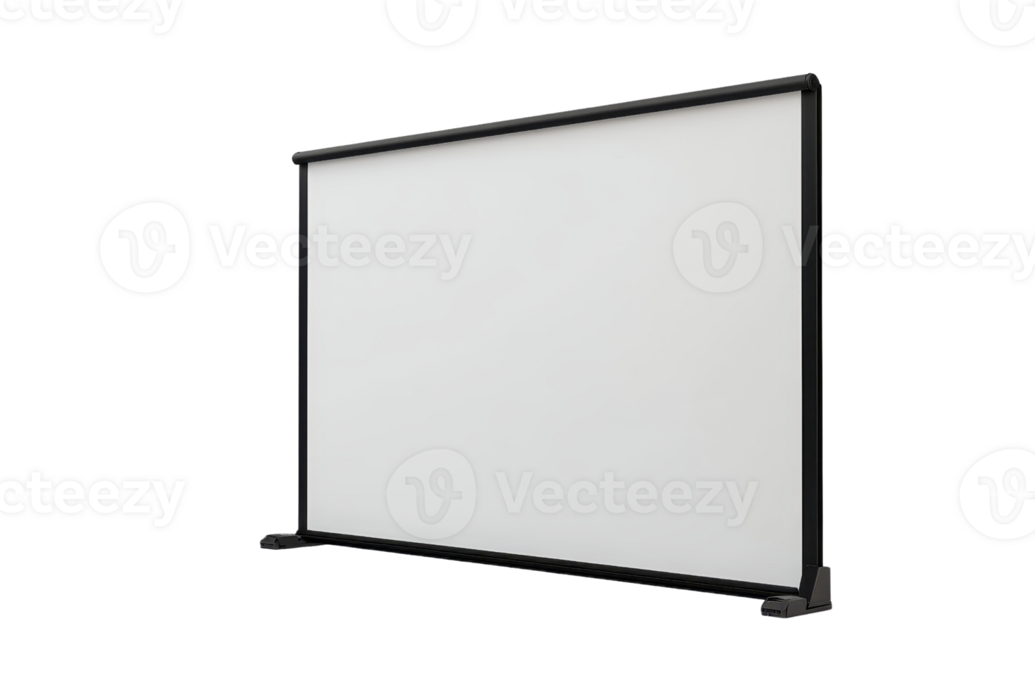 High-quality blank projection screen with dark frame, ideal for presentations, movies, and educational purposes, isolated on a transparent background. png