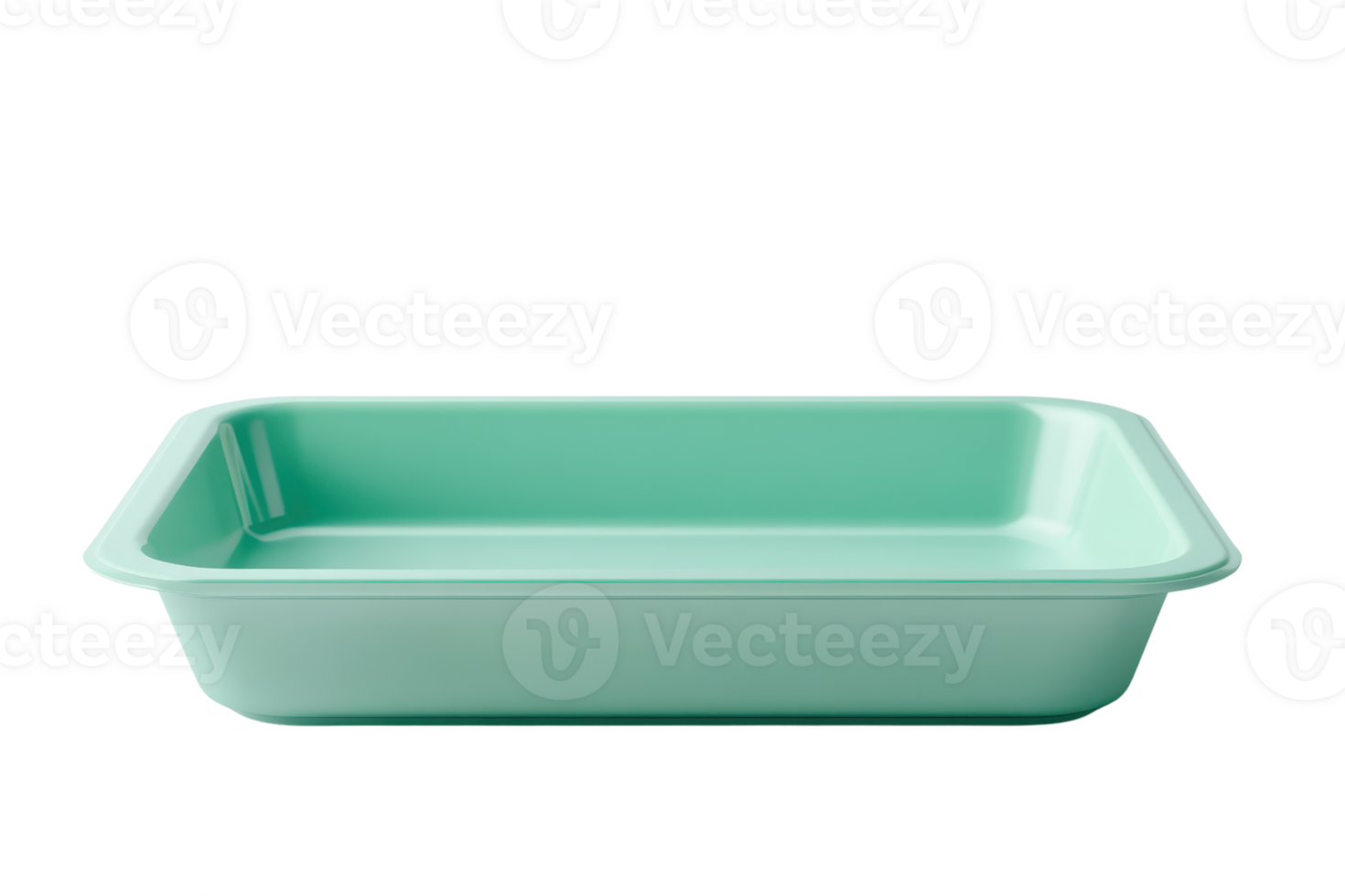Green rectangular baking tray on a transparent background. perfect for baking, roasting, and serving various dishes, kitchen essential. png